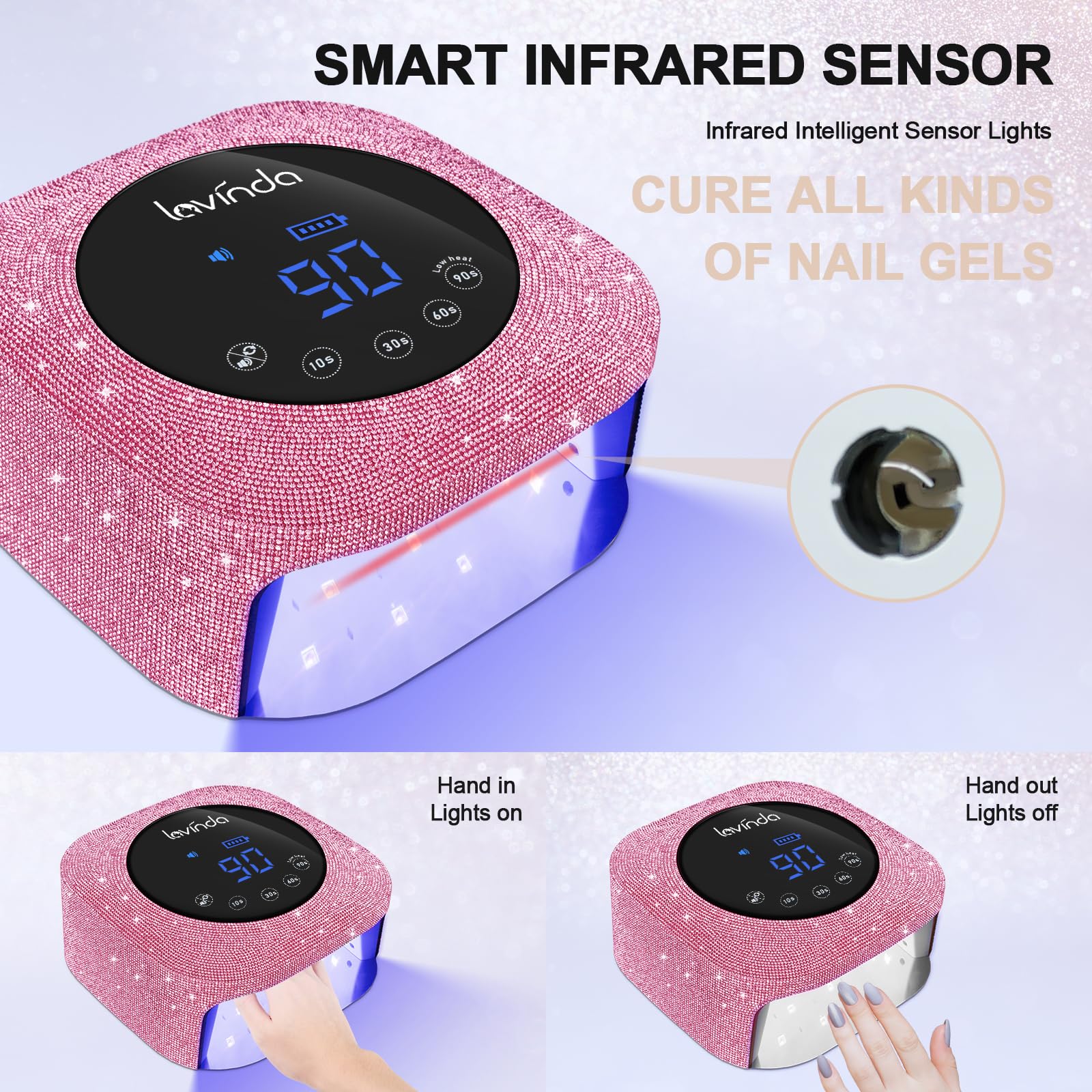 Lavinda 54W UV LED Nail Lamp & 35000RPM Cordless Nail Drill Kit - Professional Gel Polish Dryer & Electric Nail File for Acrylic, Gel, Dip Powder - Portable Manicure Set for Home & Salon Use