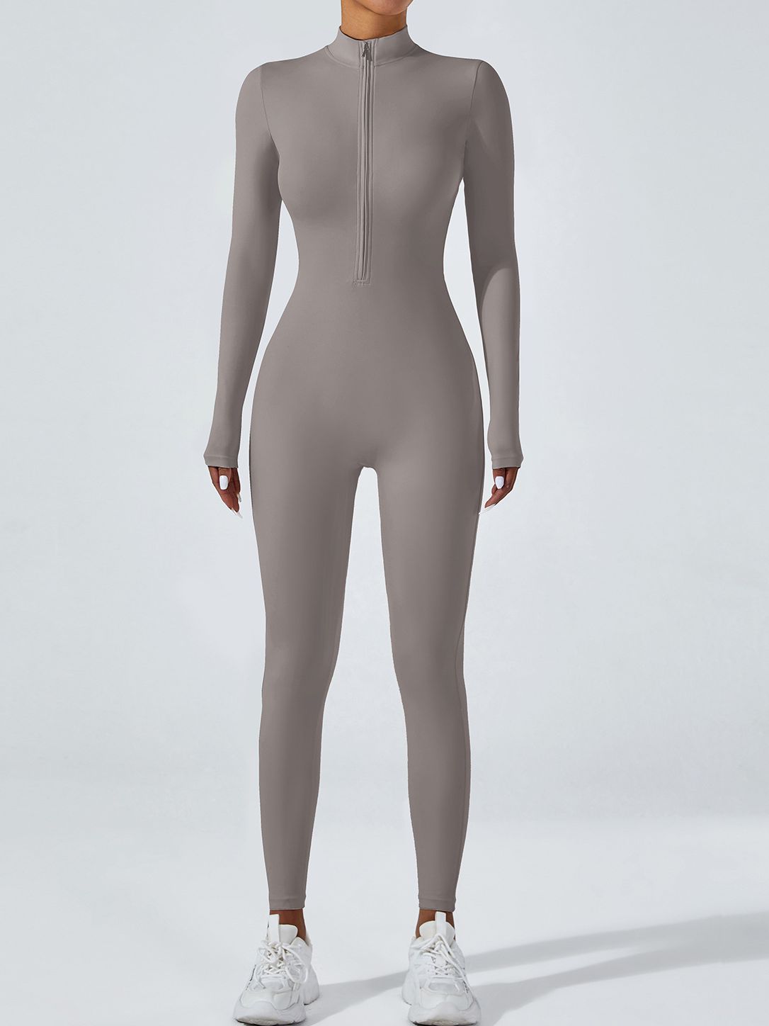 ZASUWA Women's High Waist Zipper Jumpsuit - Slimming Bodycon Romper for Casual Wear & Night Out