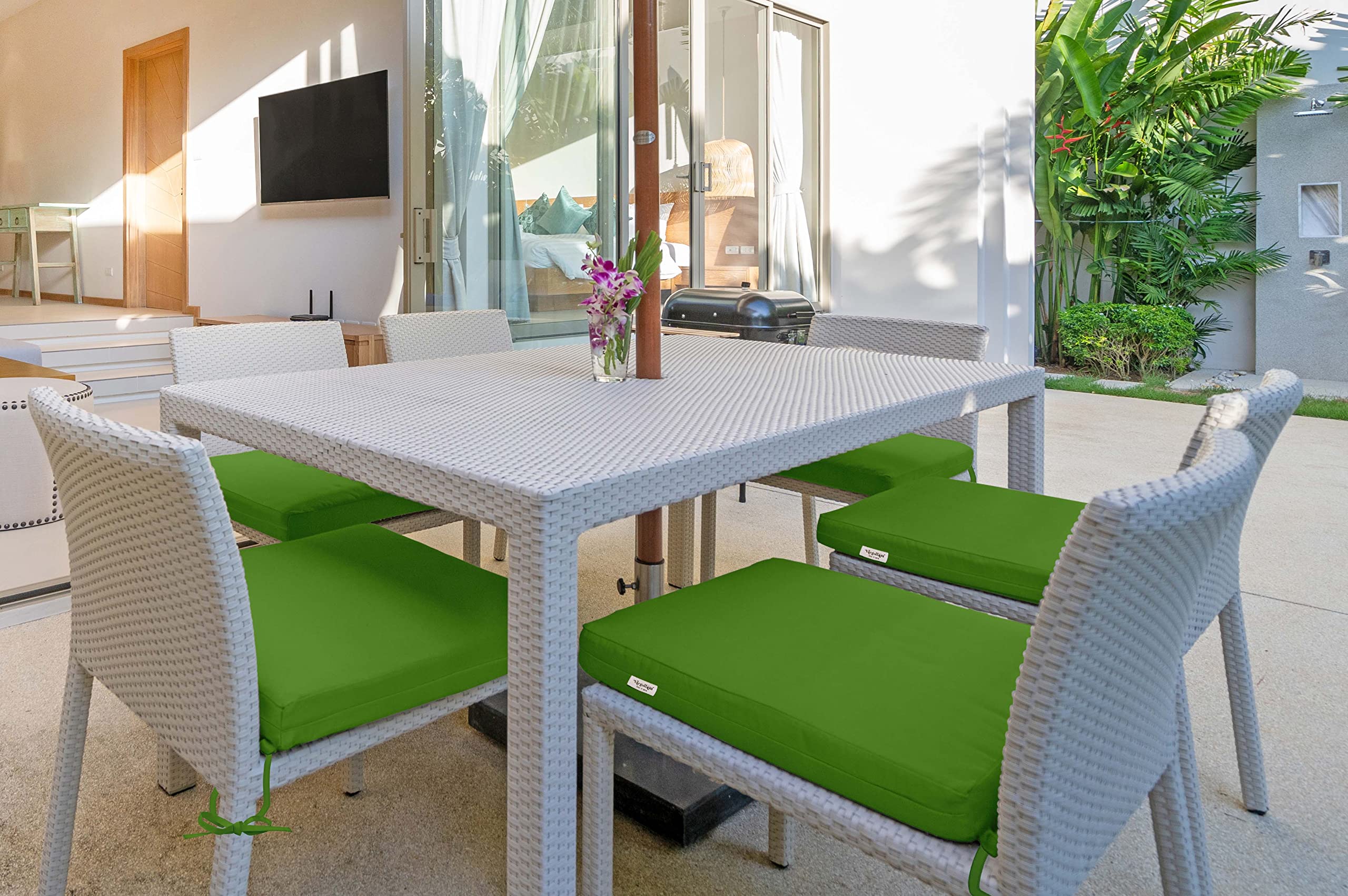 Premium 20x20 Inch Square Patio Chair Cushions Set of 2 - Indoor/Outdoor Waterproof Seat Cushions with Ties for Garden Furniture, Deck Chairs & Home Decor in Pear Green | Perfect for Backyard, Poolside & Sunroom Relaxation