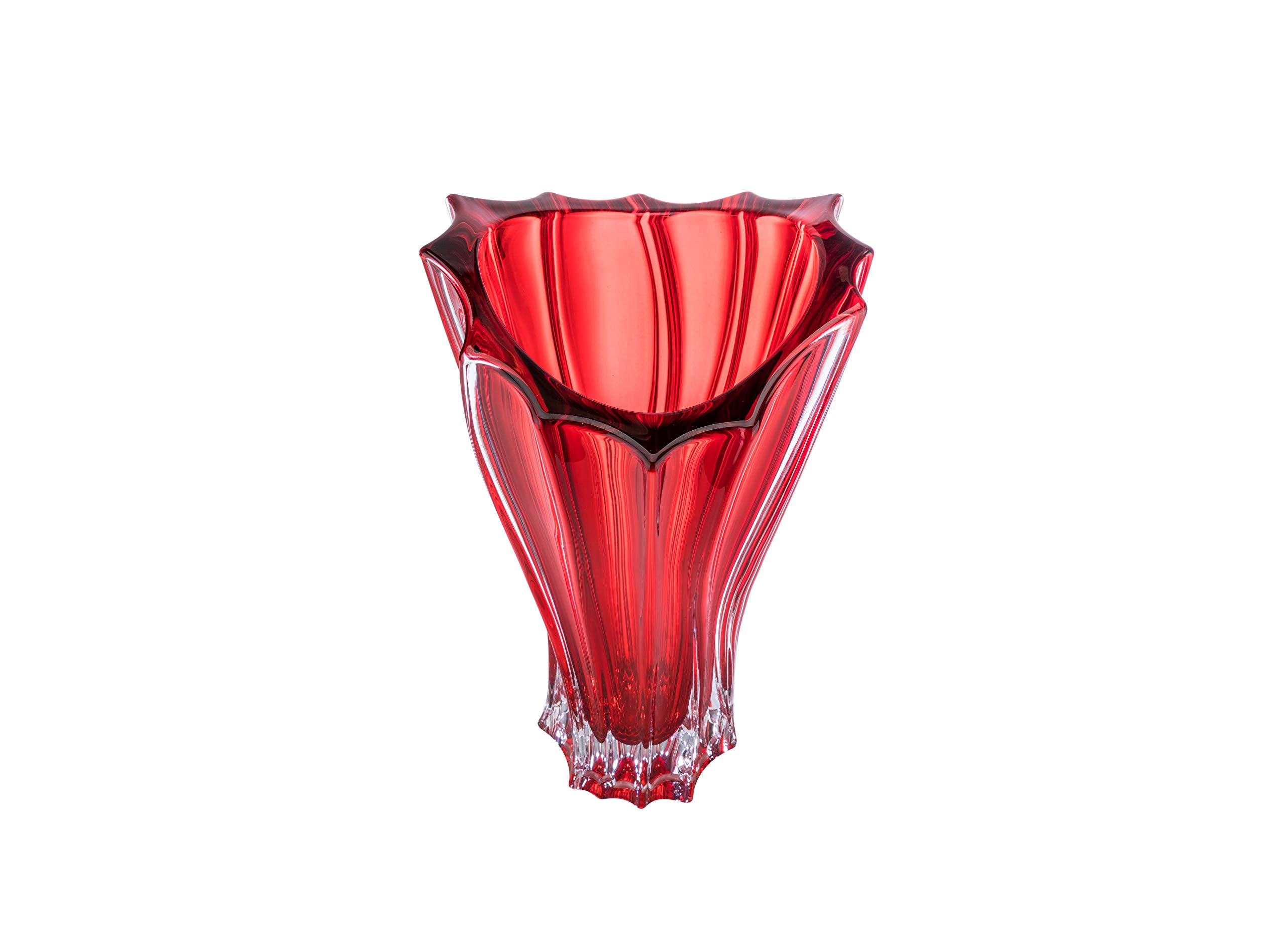 Bohemian Crystal AU52051 - 12.5 Inch Elegant Crystal Bud Vase with Plantica Red Sprayed Flower Design | Perfect for Home Decor, Wedding Centerpieces & Gift Giving