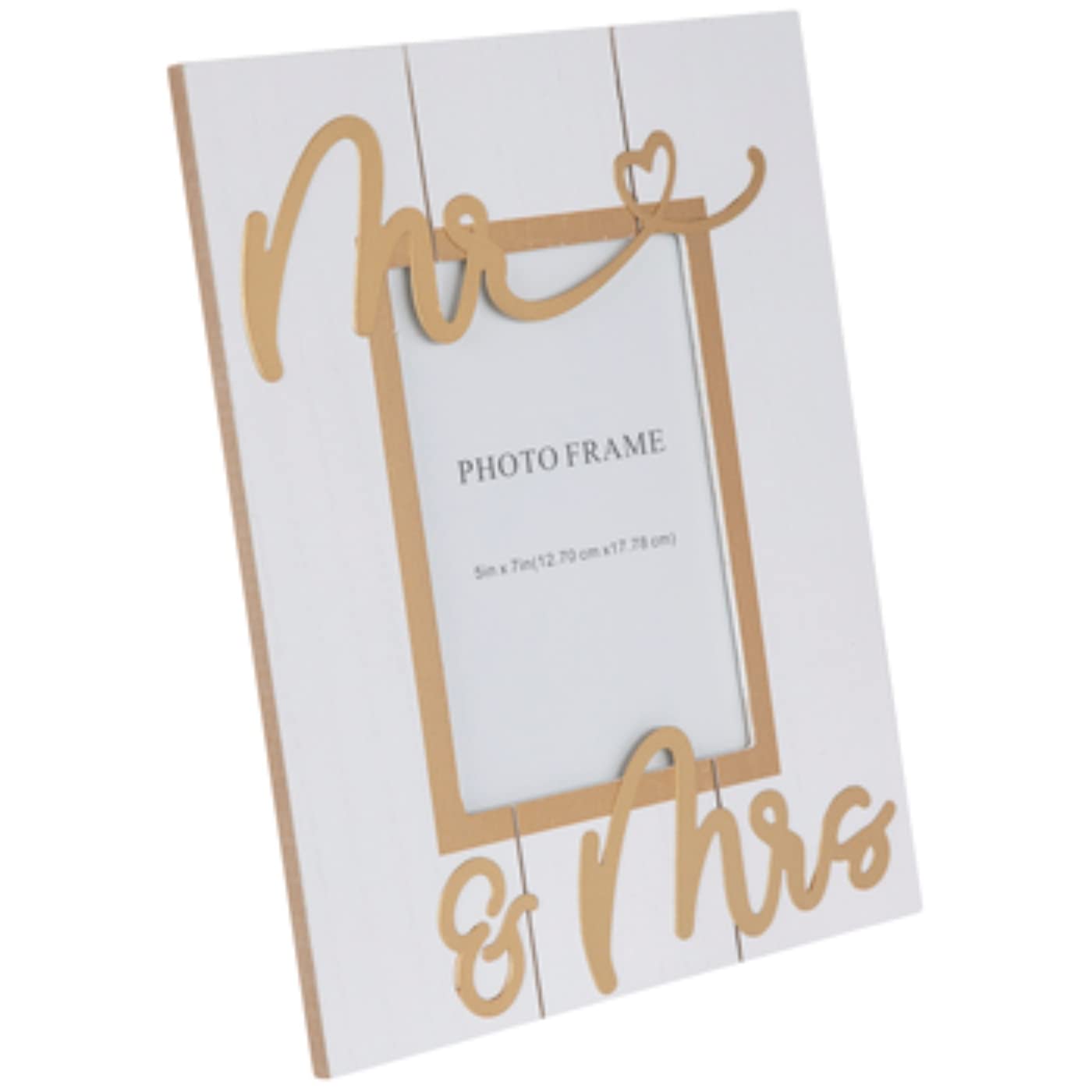 White & Gold Mr & Mrs Wood Frame 5x7 - Elegant Wedding & Home Decor Photo Frame for Couples - Perfect for Anniversaries, Bridal Showers & Wall Decor