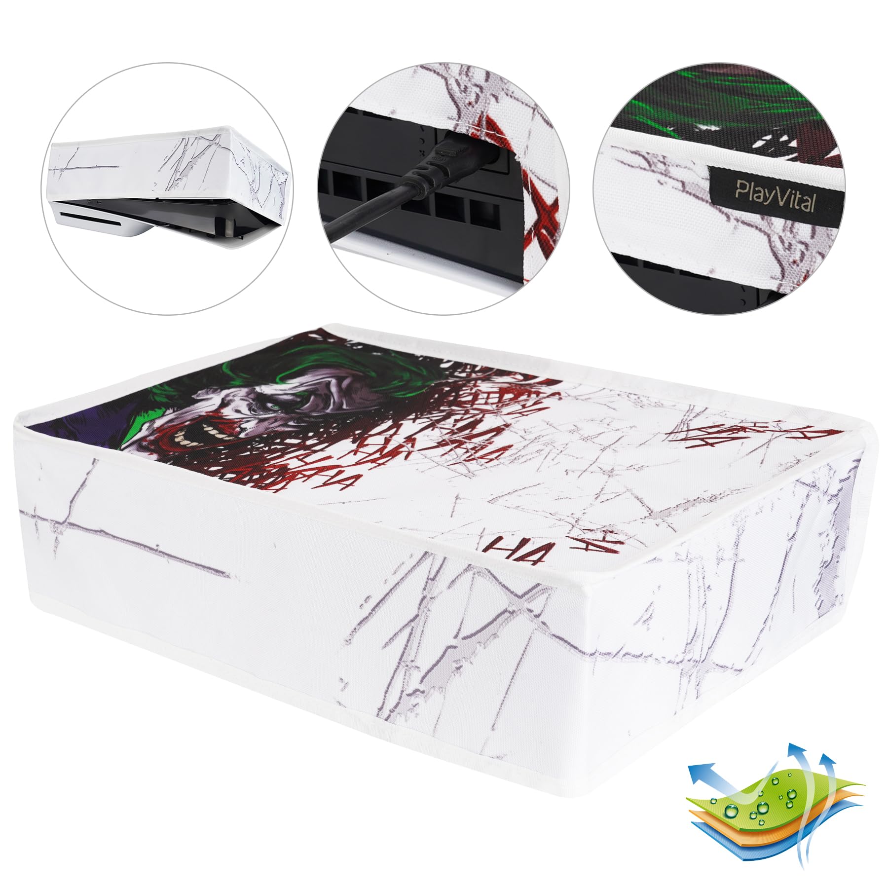 PlayVital Nylon Dust Proof Waterproof Cover for PS5 Slim Disc Edition (New Smaller Design) - Horizontal Dust Protector Sleeve for Gaming Console - Perfect for Travel, Storage & Dust Protection