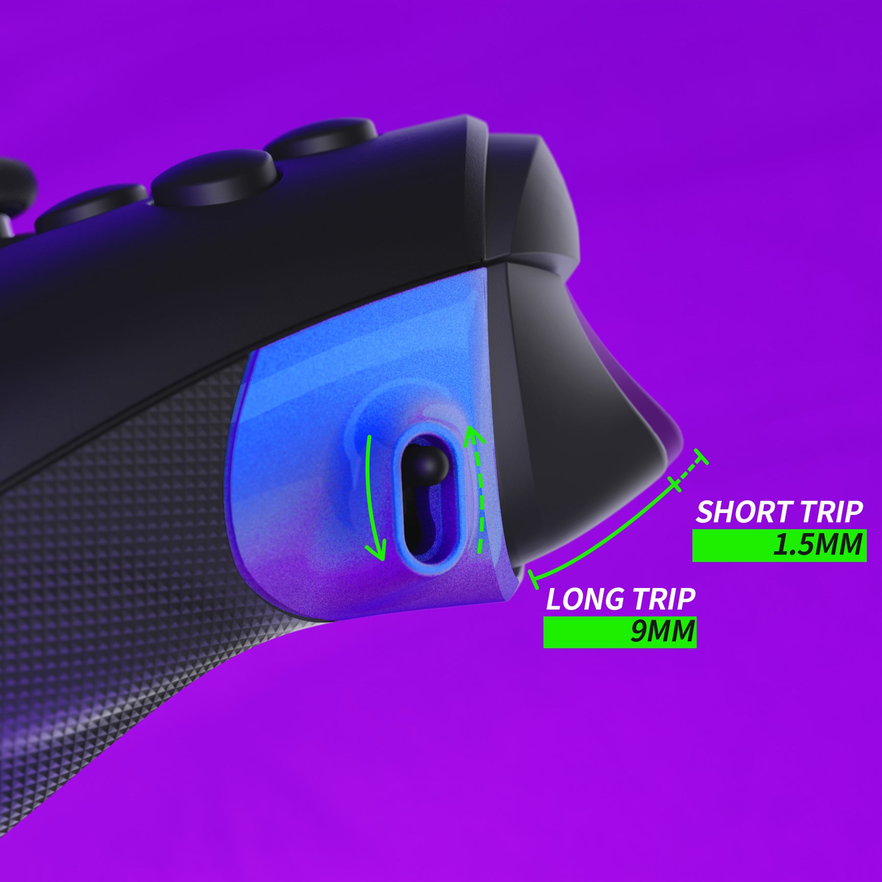 eXtremeRate Flexor Clicky Rubberized Side Rail Grips & Trigger Stop Kit for Xbox Series X/S Controller - Diamond Textured Chameleon Purple Blue Anti-Slip Ergonomic Handle Grips - Perfect for FPS Gaming & Long Play Sessions (PX3Q3002P)