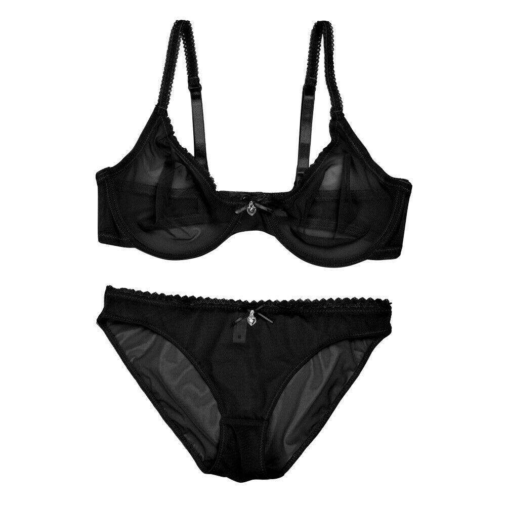 Sheer See Through Bras and Panties Set - Unlined Mesh Lingerie for Women Plus Size | Comfortable & Sexy Underwear for Date Night, Boudoir & Special Occasions