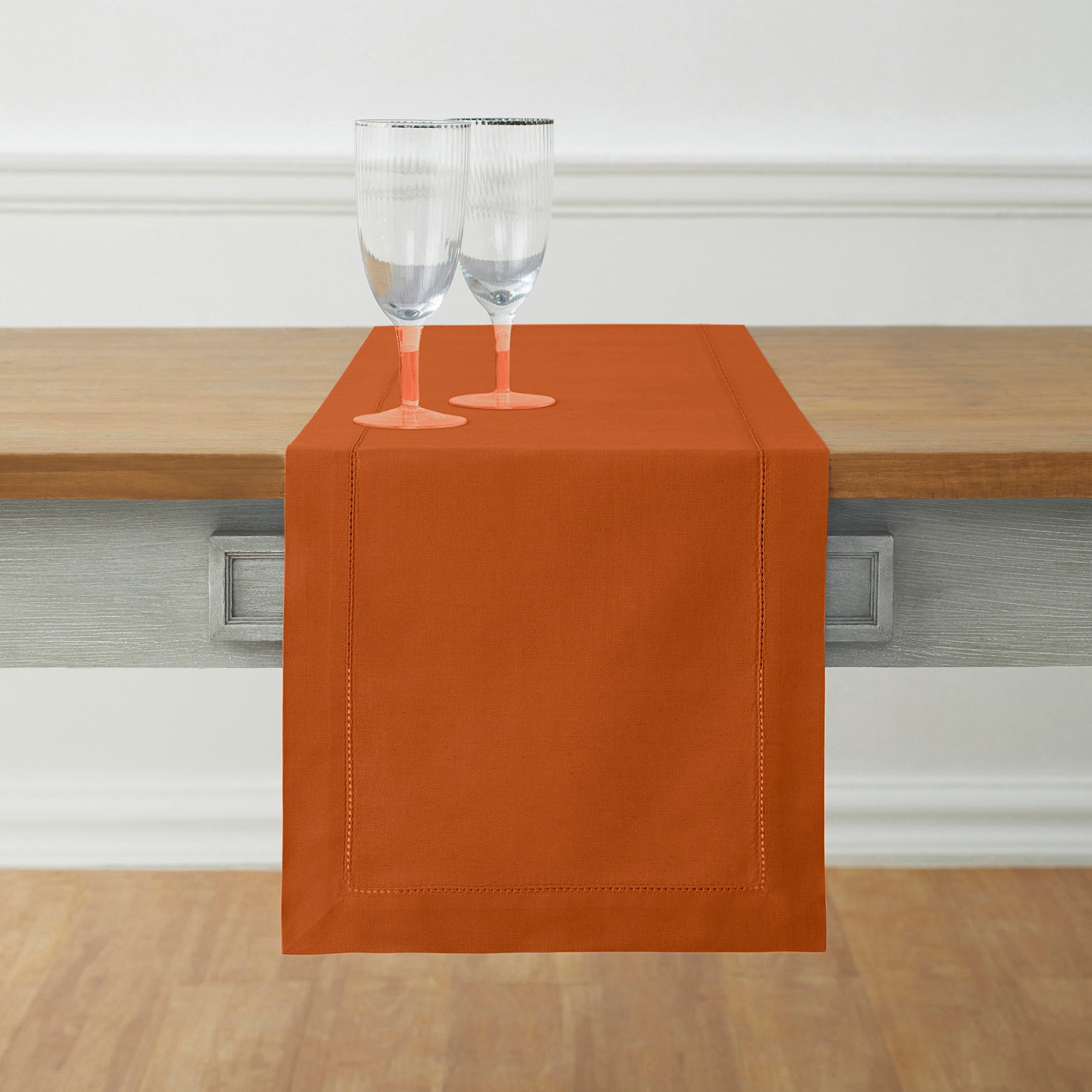 Premium Cotton Linen Hemstitch Table Runner - Elegant Dining Table Decor for Weddings, Parties & Home Decor - 60
