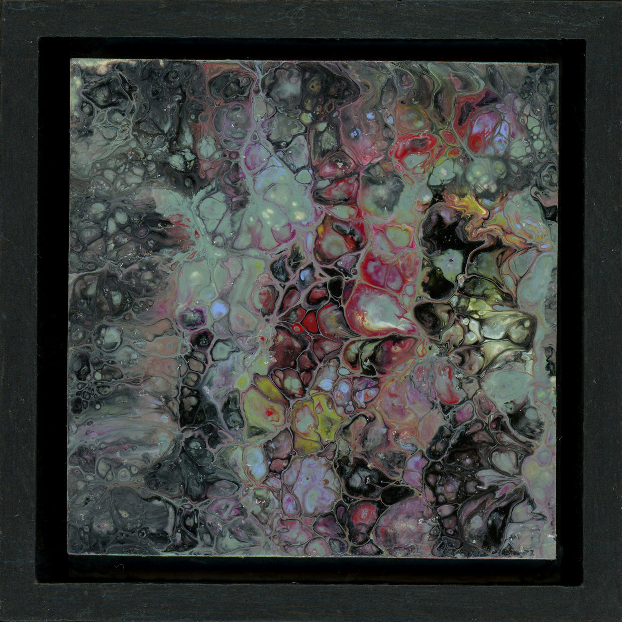 Anthony Ciambella Framed 4x4 Acrylic on Panel Painting - Modern Abstract Wall Art for Home & Office Decor