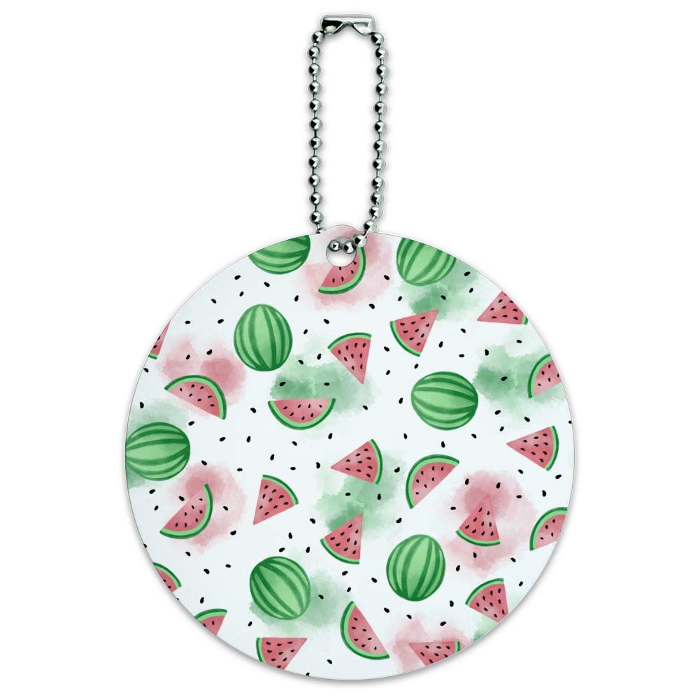 Colorful Watermelon Pattern Round Luggage ID Tag - Durable Suitcase Handle Loop for Travel Bags & Carry-Ons - Perfect for Vacation, Business Trips & Airport Identification