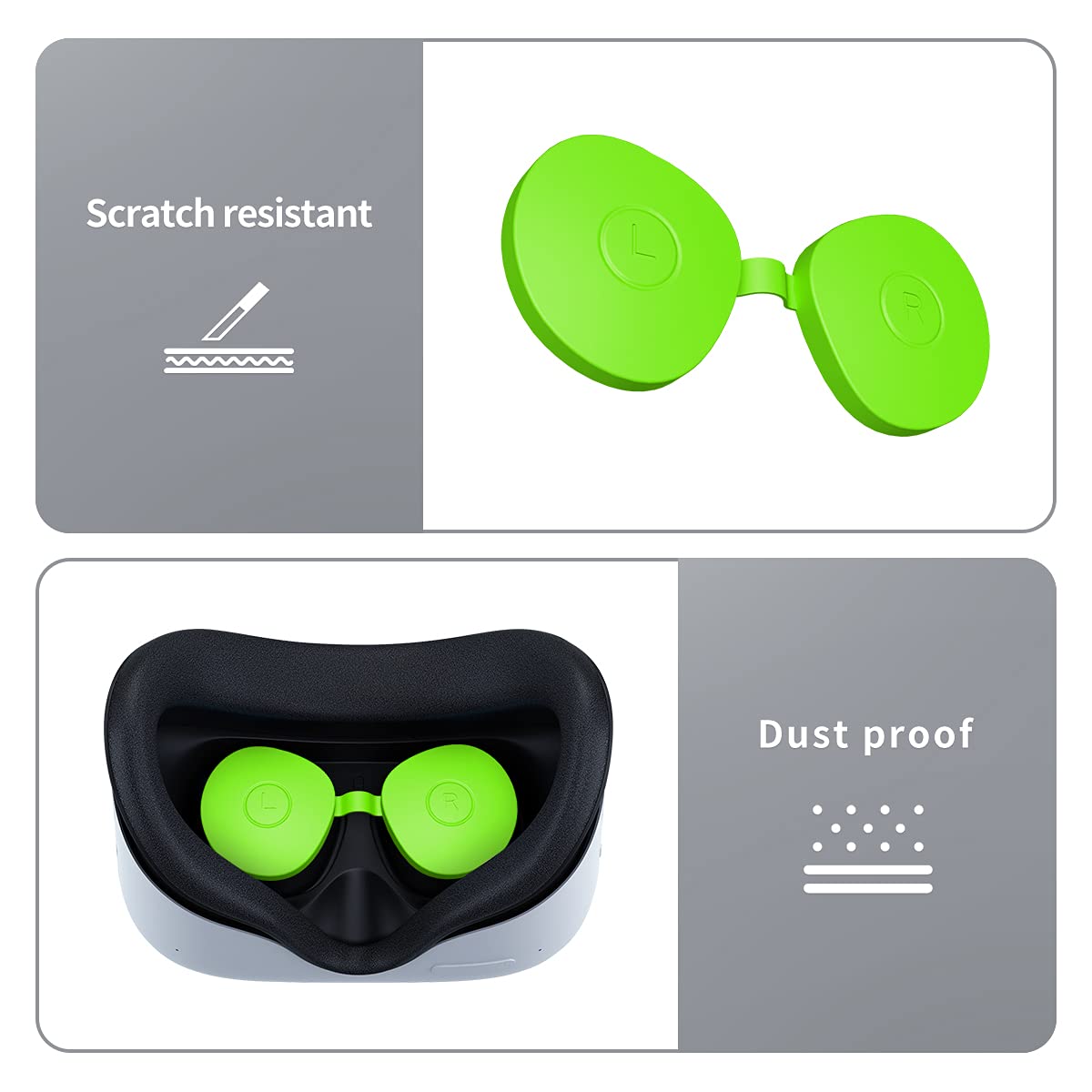 Oculus Quest 2 Silicone Accessories Kit - 4-in-1 Touch Controller Grip Cover, Handle Sleeve, Shell Protector & Lens Cover - Enhanced Comfort & Protection for VR Gaming (Green) - Perfect for Intense VR Sessions & Long Playtime Comfort