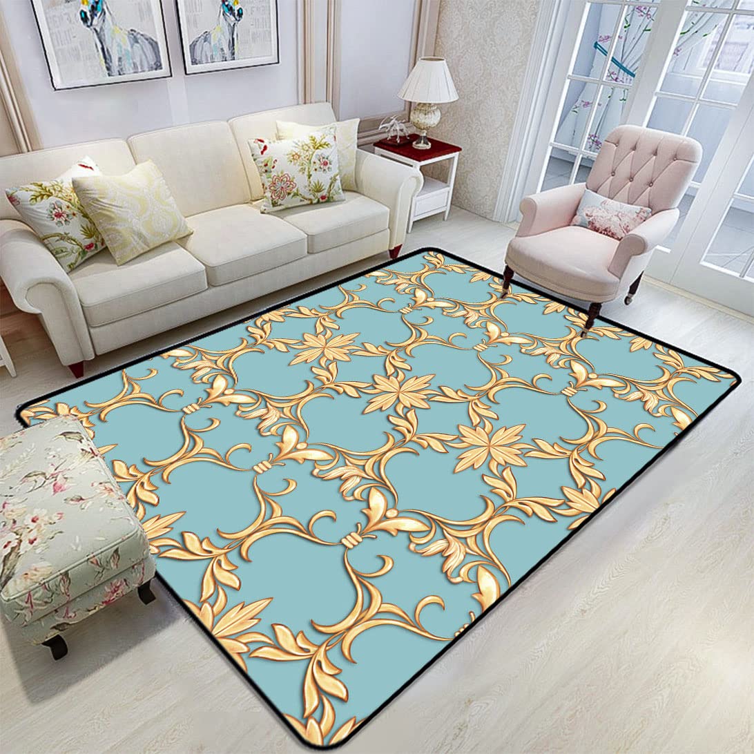 Non-Slip Washable Floral Retro Area Rug 4' x 6' - Vintage Swirling Flowers & Leaf Pattern Carpet for Bedroom, Living Room, Apartment Decor | Perfect for Boho Home, Dorm Room & Cozy Spaces