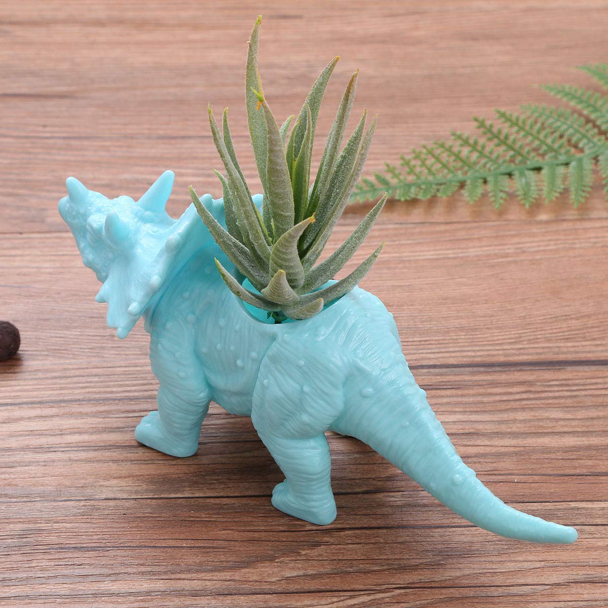 Dinosaur & Rabbit Shaped Succulent Planter - Creative Cactus Bonsai Flower Pot for Home, Office & Desktop Decoration (Light Blue Triceratops) | Perfect for Indoor Plants, Small Succulents & Home Gardening Gifts