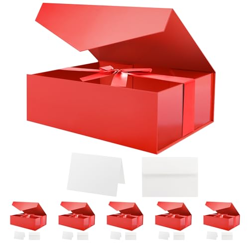 Red-Side Ribbon-11.5x8.1x3.8 Inches-Pack of 6