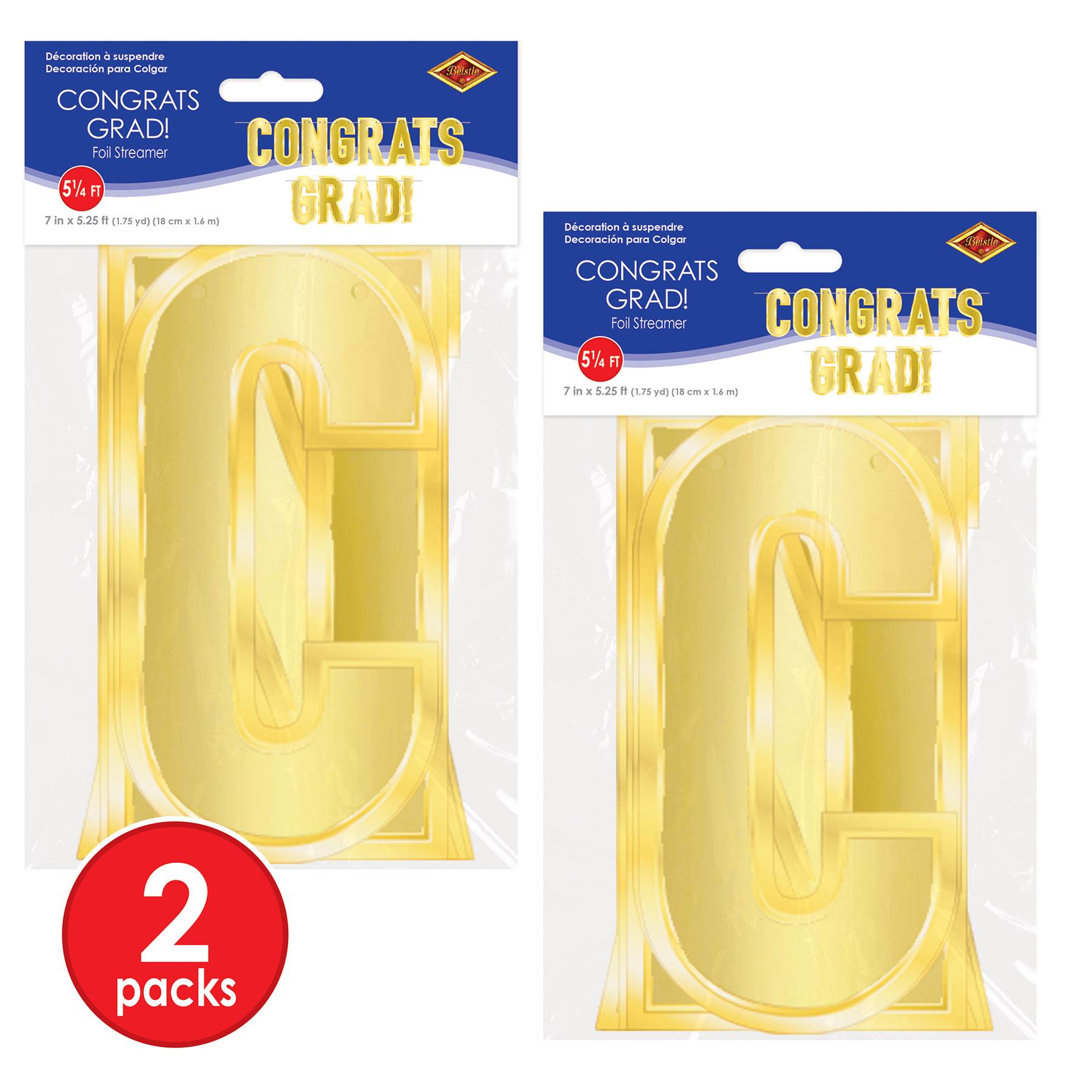 12 Pack Beistle Foil Graduation Streamers - Silver & Gold Congrats Grad Party Decorations - Perfect for Graduation Ceremonies, Parties & Photo Backdrops