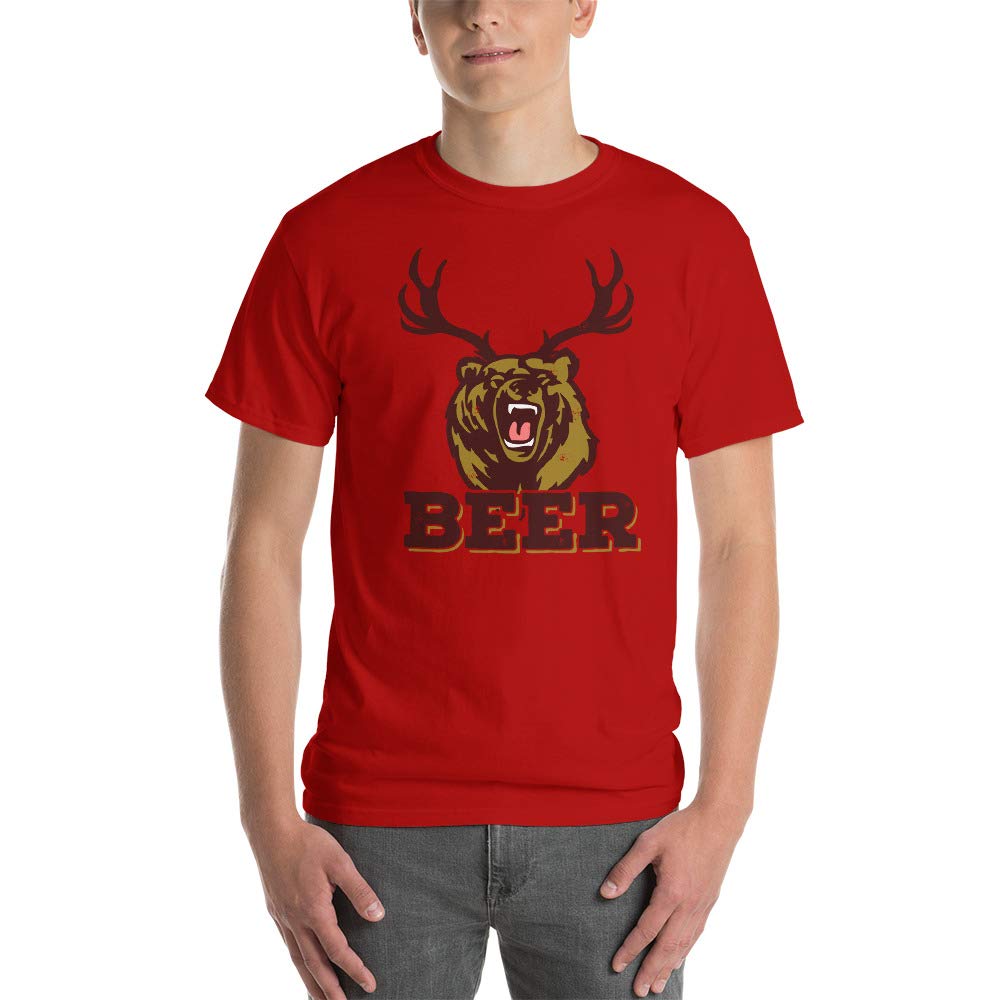 Absurd Ink Bear Deer Beer Graphic T-Shirt for Men & Women - Funny Animal Print Tee for Casual Wear, Parties & Gifts