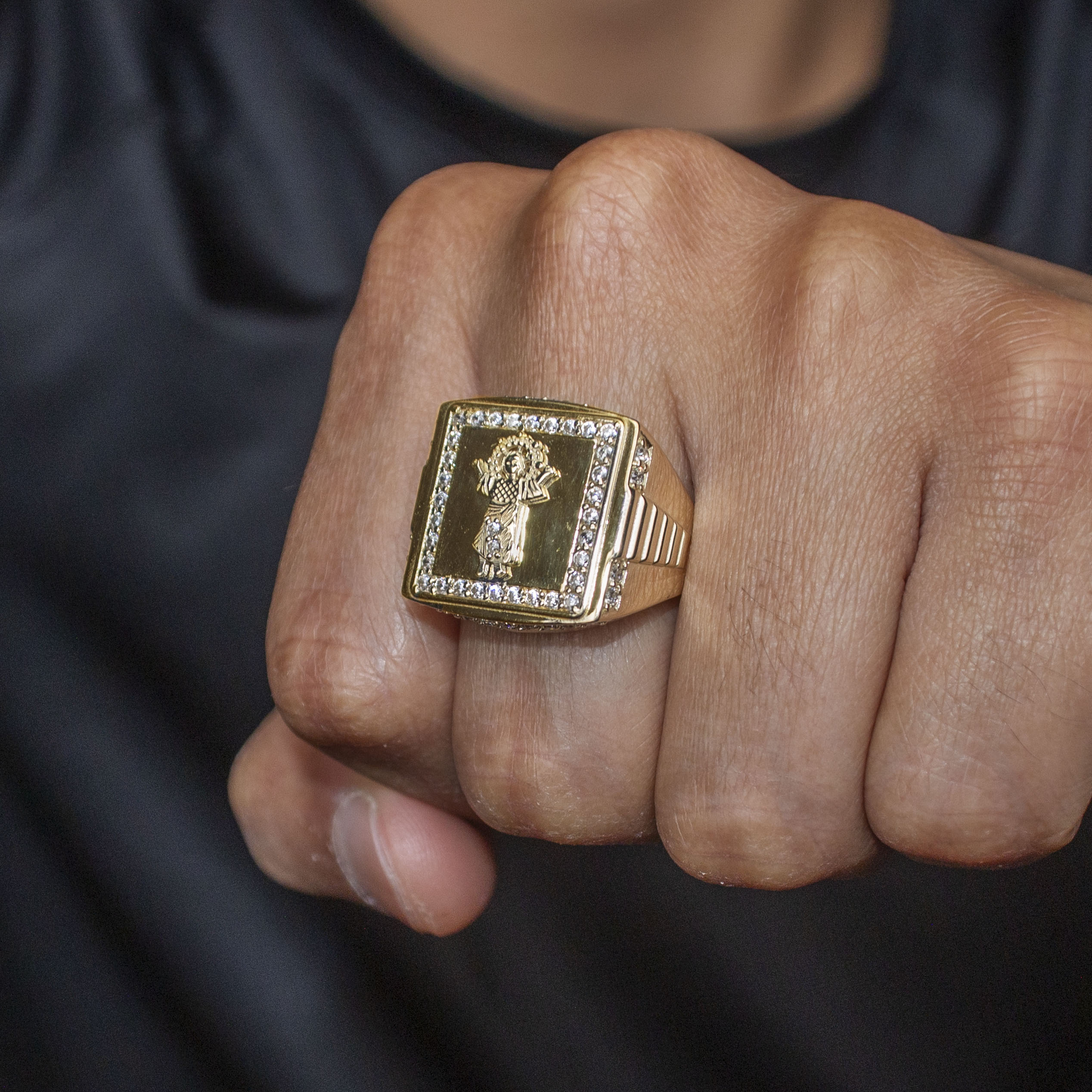 10K Gold Cubic Zirconia Baby Jesus Ring for Men - 6 Grams | Religious Jewelry, Christian Gifts, Faith-Based Accessories for Church & Daily Wear