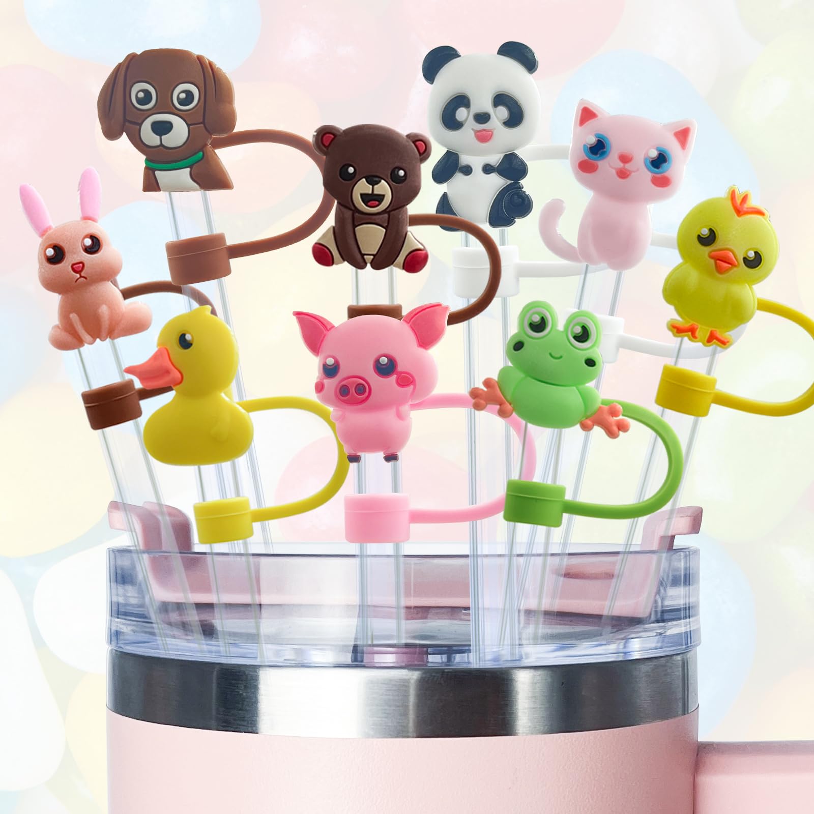9 PCS Silicone Straw Covers for Stanley Cups - Dust-Proof Reusable Straw Caps for Water Bottles, Tumblers & Travel Mugs - Perfect for Outdoor, Gym, Office & Daily Hydration