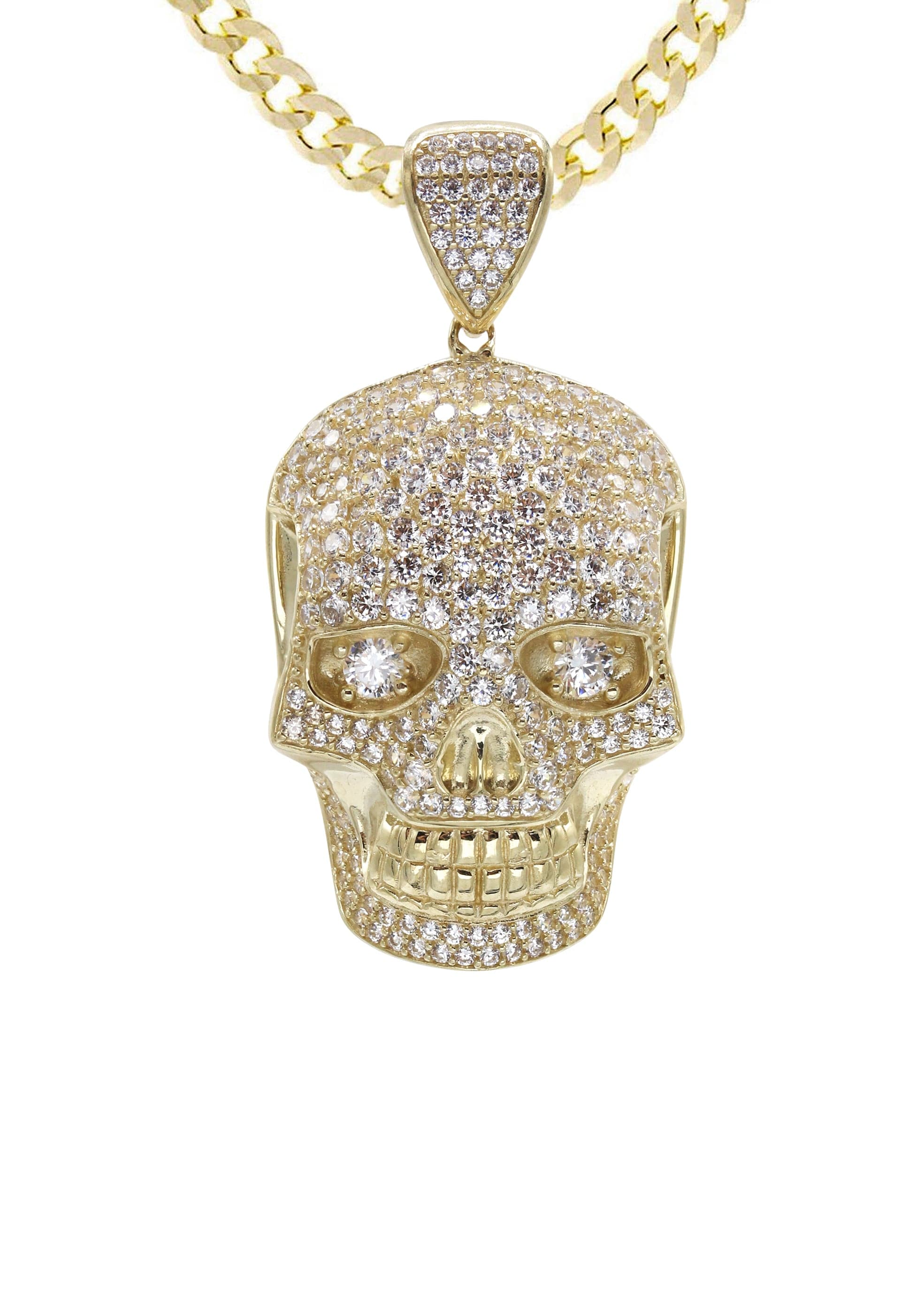 10K Yellow Gold Skull Head Pendant Necklace for Men & Women - 19.4 Grams Solid Gold Gothic Jewelry - Perfect for Halloween, Punk Fashion and Gift Giving