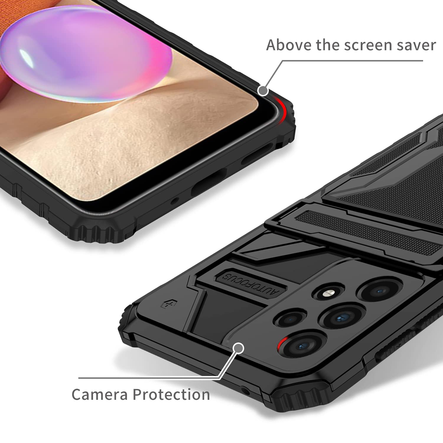 Samsung Galaxy A33 5G Wallet Case with Card Holder & Kickstand - Slim Rugged Shockproof Armor Defender Case [Military Grade Protection] - Black - Perfect for Work, Travel and Everyday Use