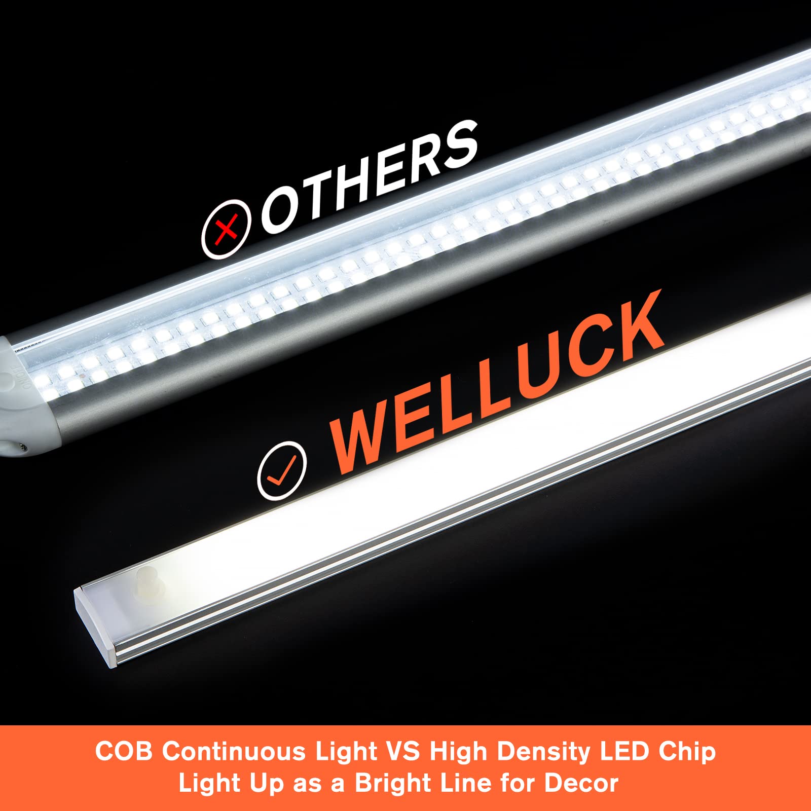 WELLUCK 12V COB LED Interior Light Bar - 1600LM Ultra Bright Car LED Strip with On/Off Switch for Trucks, Trailers, Vans, RVs, Boats & Cabinets | Waterproof 12 Volt Lighting for Bedrooms, Storage Spaces & Enclosed Areas