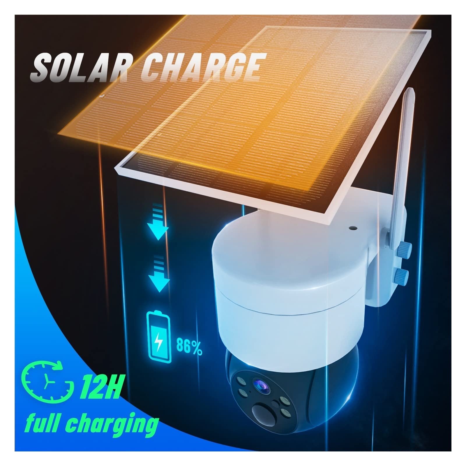 SilteD 4MP Solar Security Camera Outdoor - Wireless WiFi Surveillance IP Camera with Solar Panel, PIR Human Detection, 7800mAh Rechargeable Battery (White, Includes 32GB Card) - Perfect for Home, Yard, and Business Outdoor Monitoring