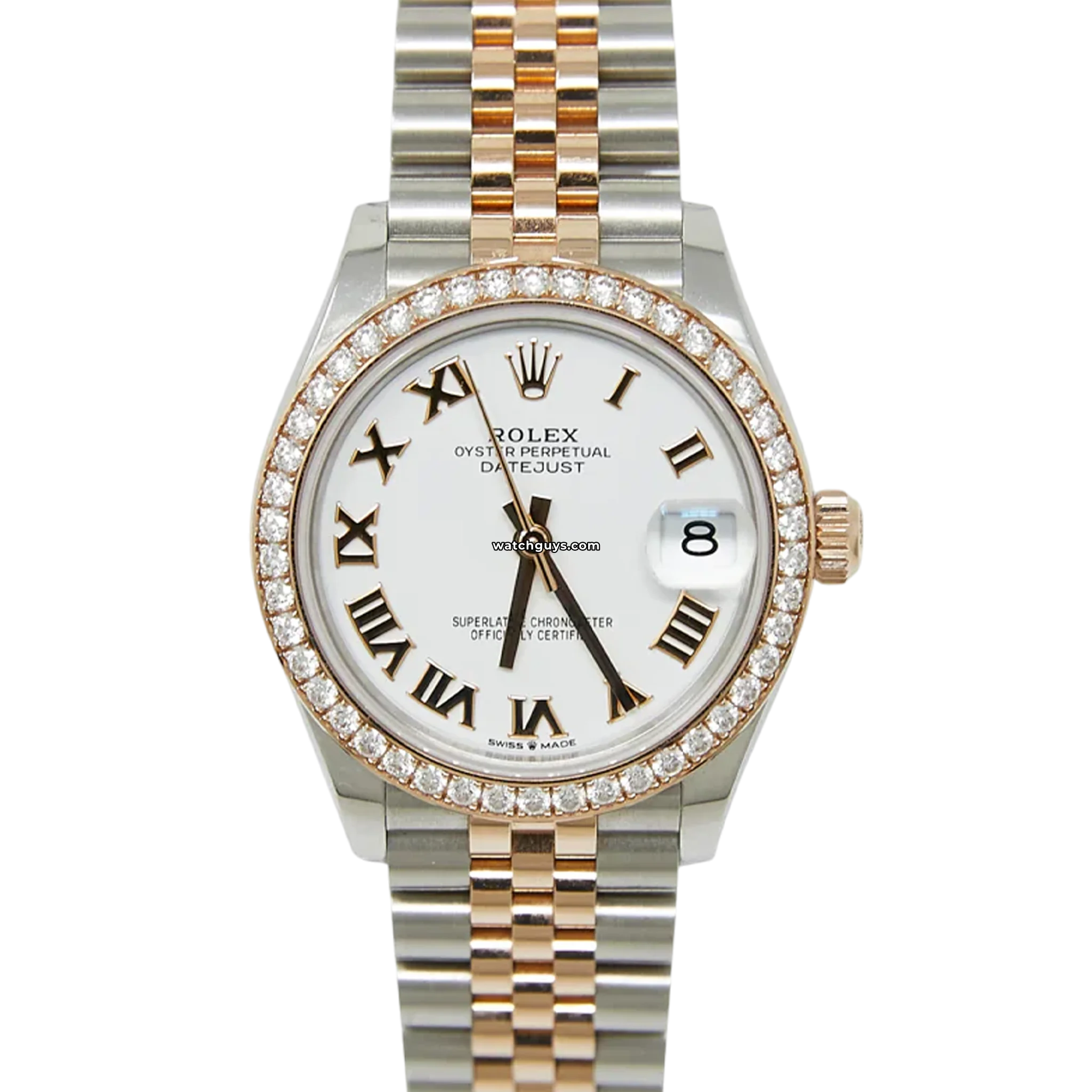 Luxury Rolex Datejust 278381RBR 36mm Watch - White Roman Dial, Diamond Bezel, Jubilee Bracelet - Perfect for Business Meetings & Special Occasions