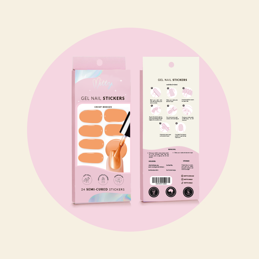 Semi Cured Gel Nail Stickers - Crisp Breeze Design | DIY Salon-Quality Manicure at Home | Perfect for Parties, Weddings & Everyday Wear
