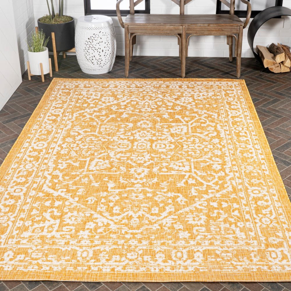 Malta Bohemian Medallion Textured Weave Indoor/Outdoor Area Rug - Perfect for Living Room, Bedroom, Patio & Deck Decor