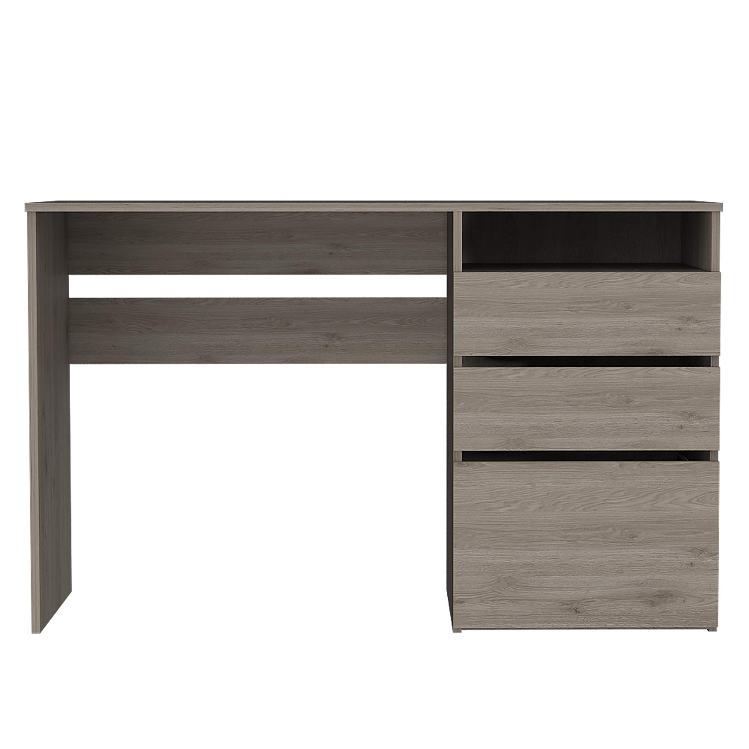 Kenai Computer Desk with 3 Drawers & Open Shelf - Light Gray Home Office Desk for Small Spaces, Gaming & Study - Sturdy Writing Desk with Storage