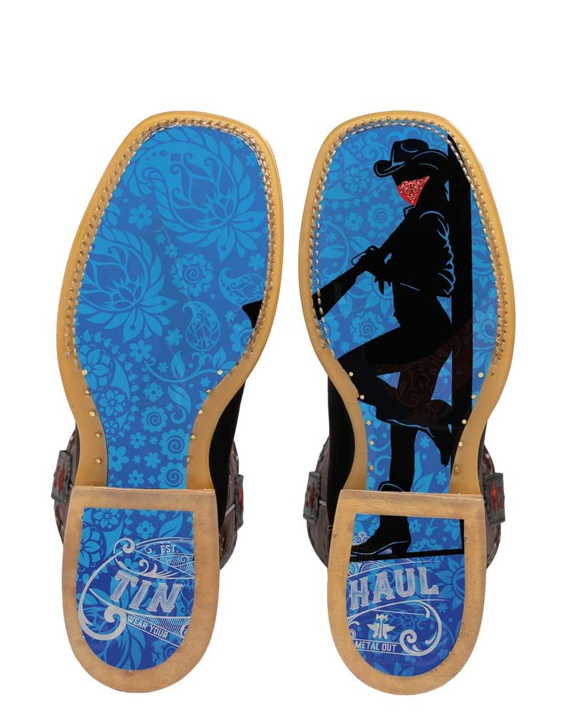 **Tin Haul Women's Bandida Square Toe Western Boots - Black (14-021-0007-1447 BL) - Perfect for Rodeo, Country Dancing & Casual Wear**