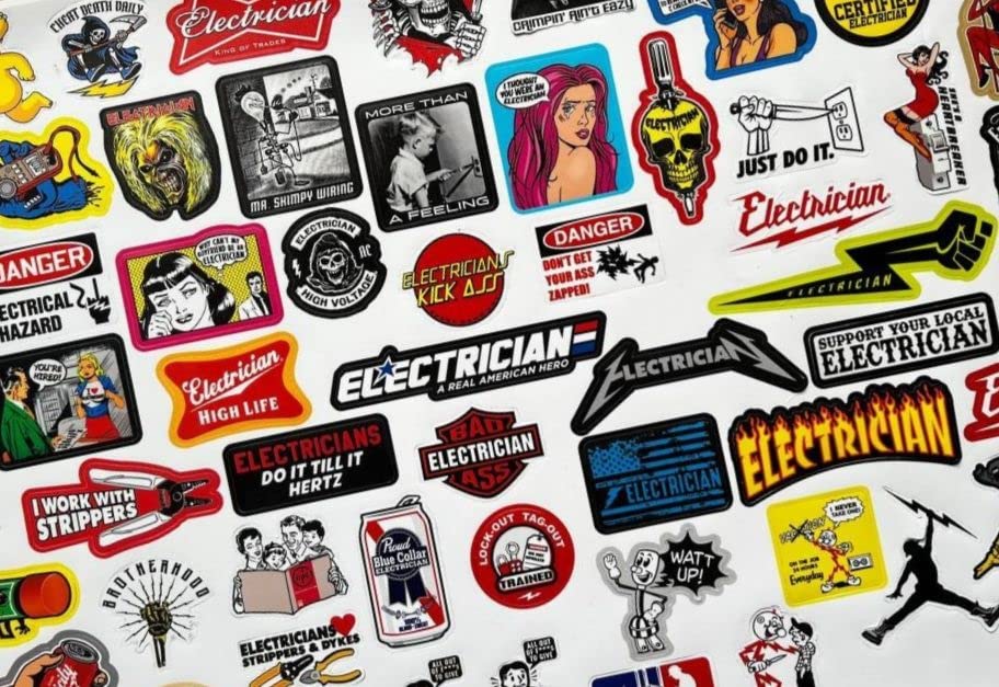 55+ Premium Electrician Hard Hat Stickers - Durable Lineman Decals for IBEW Workers | Construction Site Safety & Personalization