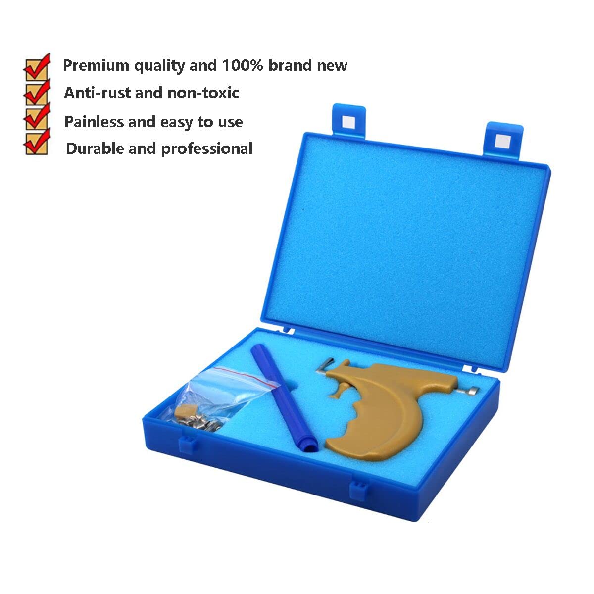 Professional Ear Piercing Gun Kit with 6 Pairs 925 Sterling Silver Earrings (18K Gold Plated) & 10 Pairs 316L Surgical Steel Studs - Safe for Home, Salon & Professional Use