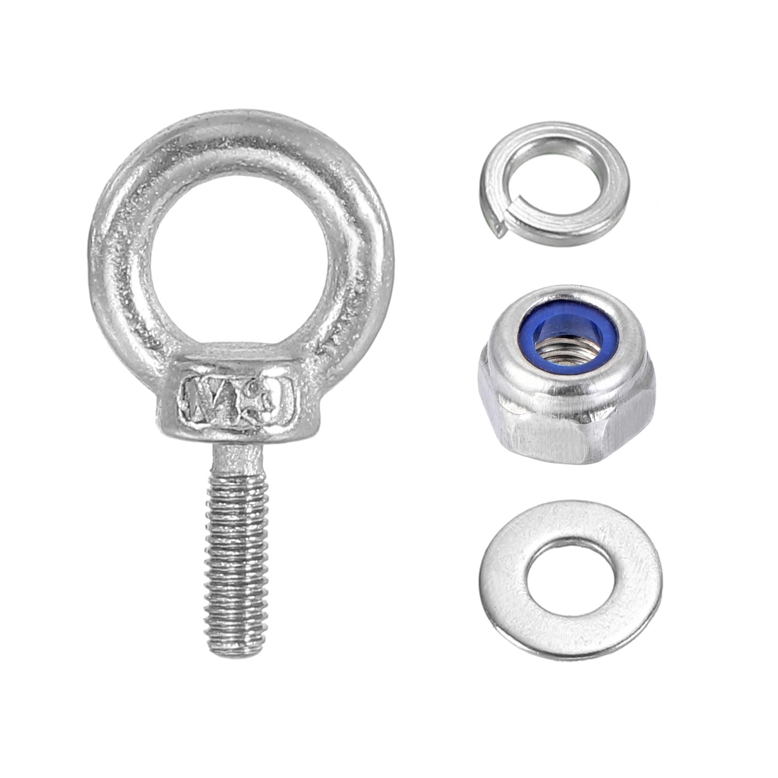 PATIKIL 3Pcs M3 x 9mm 304 Stainless Steel Shoulder Eye Bolt with Nuts & Washers - Heavy Duty Lifting Ring Eyebolt for Hanging Hammocks, Outdoor Gear, and Home Decor - Perfect for Camping, Garden, and DIY Projects