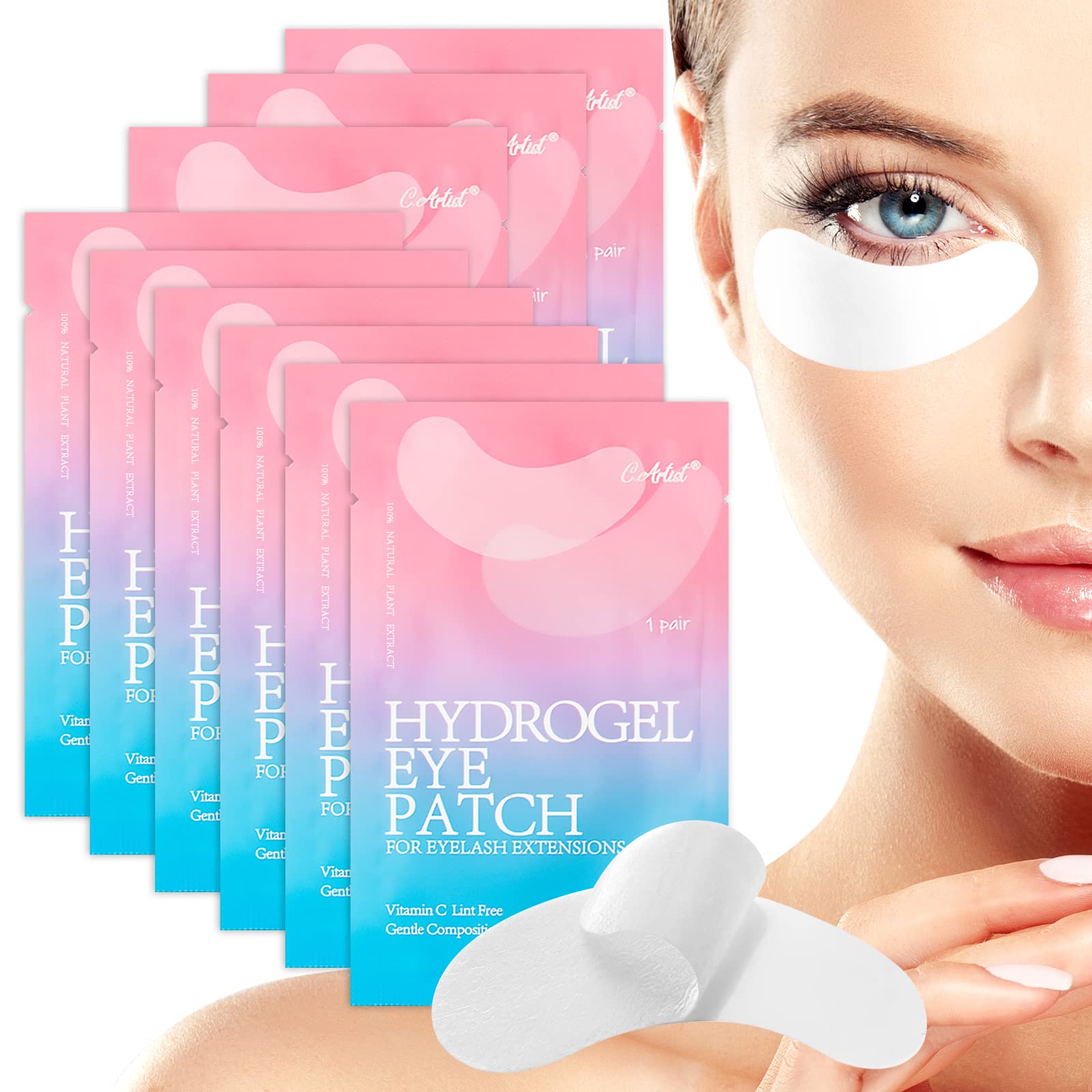 110 Pairs C.ARTIST 100% Natural Eyelash Extension Under Eye Gel Pads - Collagen Aloe Vera Hydrogel Eye Patches for Lash Extensions | Professional Lash Tech Supplies for Salon & Home Use