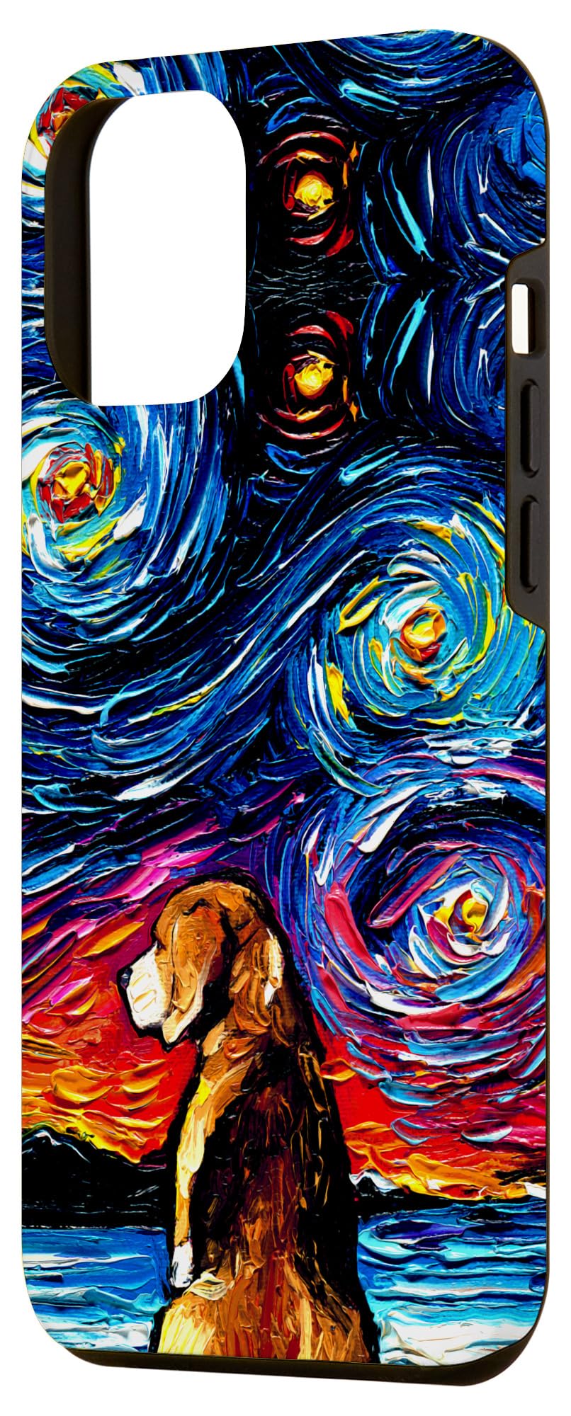 iPhone 12 Pro Max Case - Cute Beagle Dog Art on Beach Starry Night by Aja | Protective Phone Cover for iPhone 12 Pro Max | Perfect Gift for Dog Lovers & Beach Enthusiasts