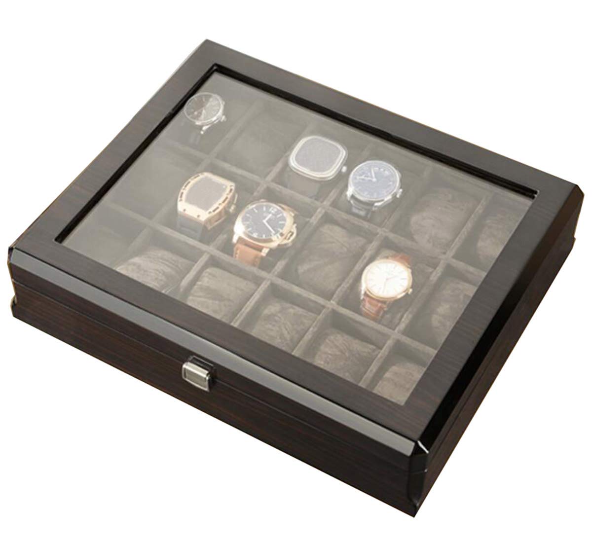 BYCDD Watch Box with Glass Top & Lock - Secure Jewelry Storage for Men & Women - Travel & Home Use