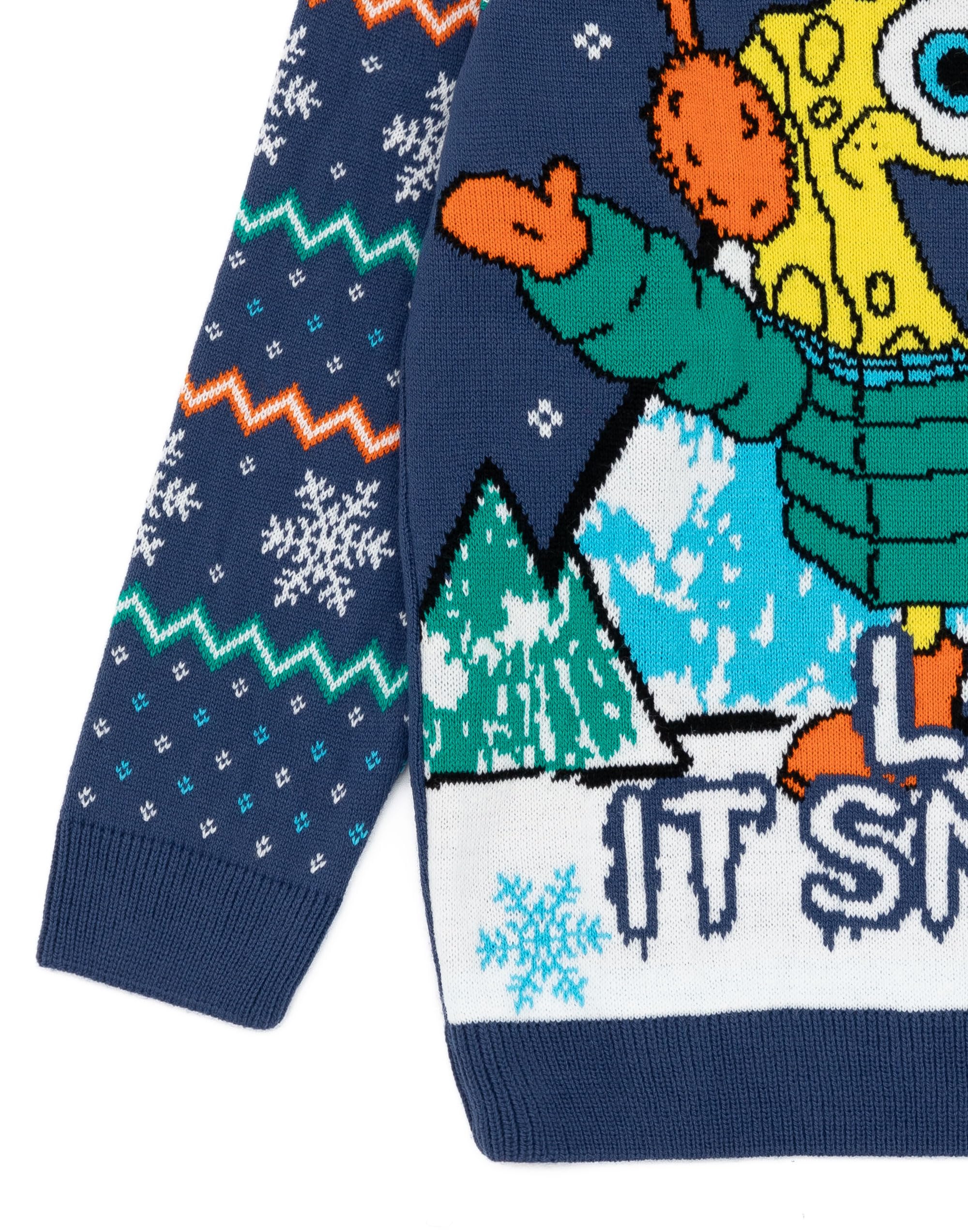 SpongeBob SquarePants Kids Christmas Sweater - Blue Let It Snow Graphic Knit Pullover | Festive Holiday Gift for Boys & Girls | Perfect for Christmas Parties & Family Photos