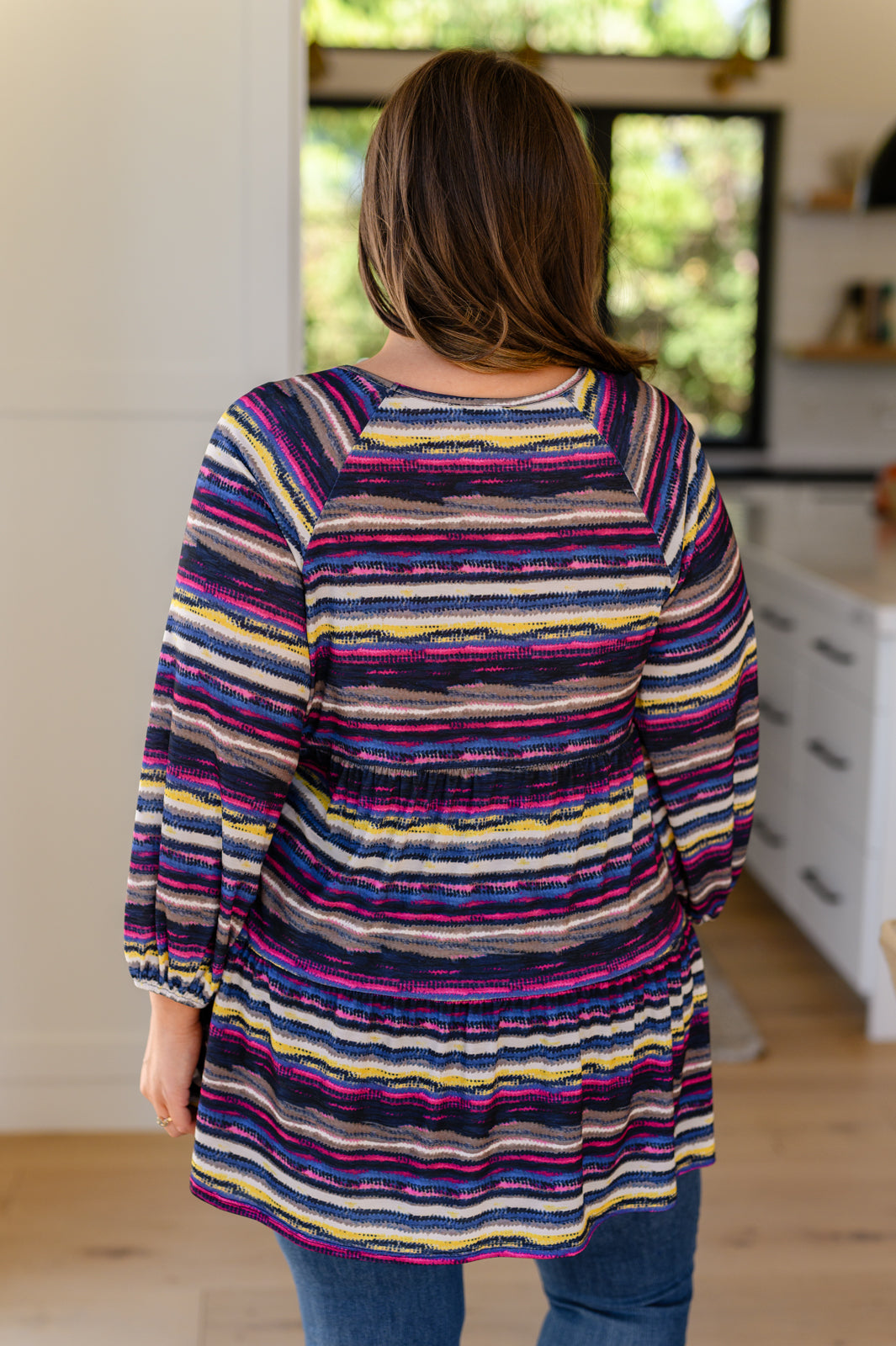 Circle Back Striped V Neck Top - Women's Casual Short Sleeve Blouse for Summer | Perfect for Office Wear, Date Night & Weekend Outfits