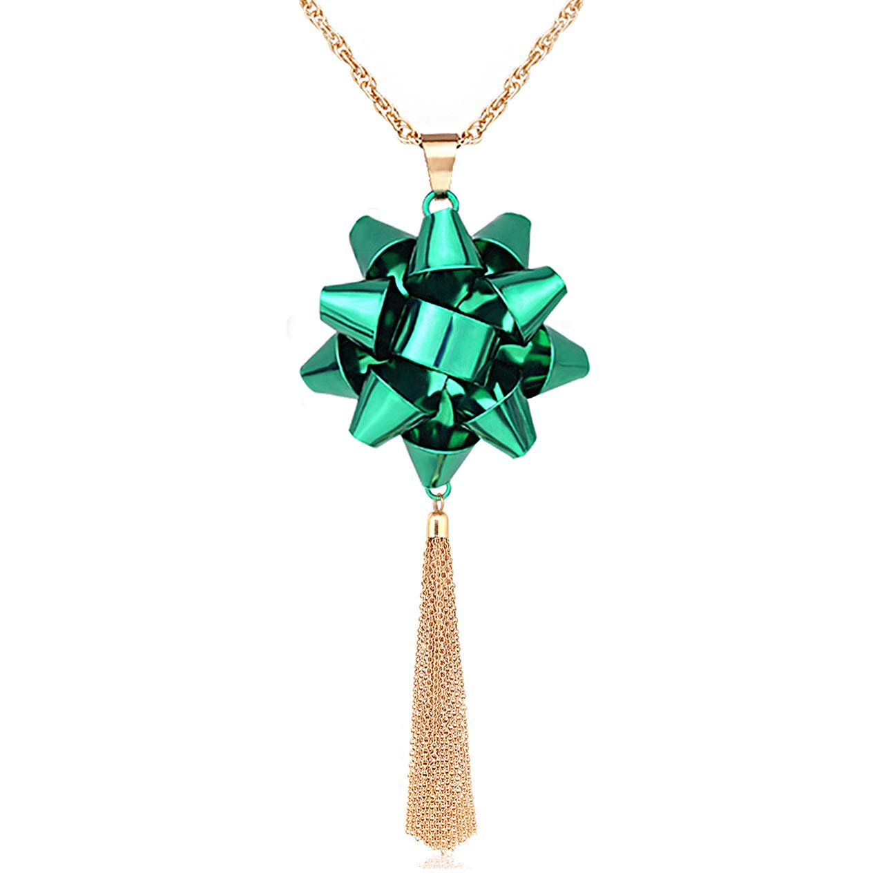 Elegant Christmas Necklace for Women - Xmas Gift with Bow Pendant & Tassel Chain - Perfect for Holiday Parties, Gift Exchanges & Festive Outfits