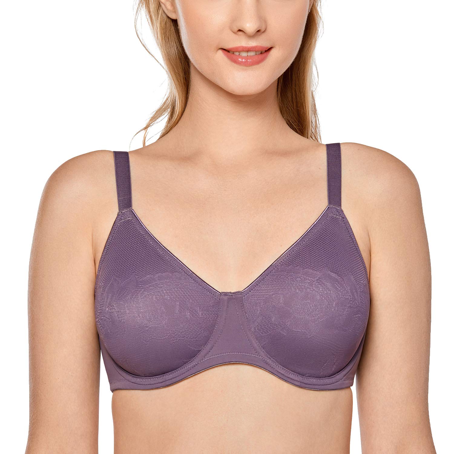 DELIMIRA Women's Full Coverage Bras Plus Size Support Underwire Minimizer Bra - Comfortable Everyday Wear for Work, Yoga & Lounge