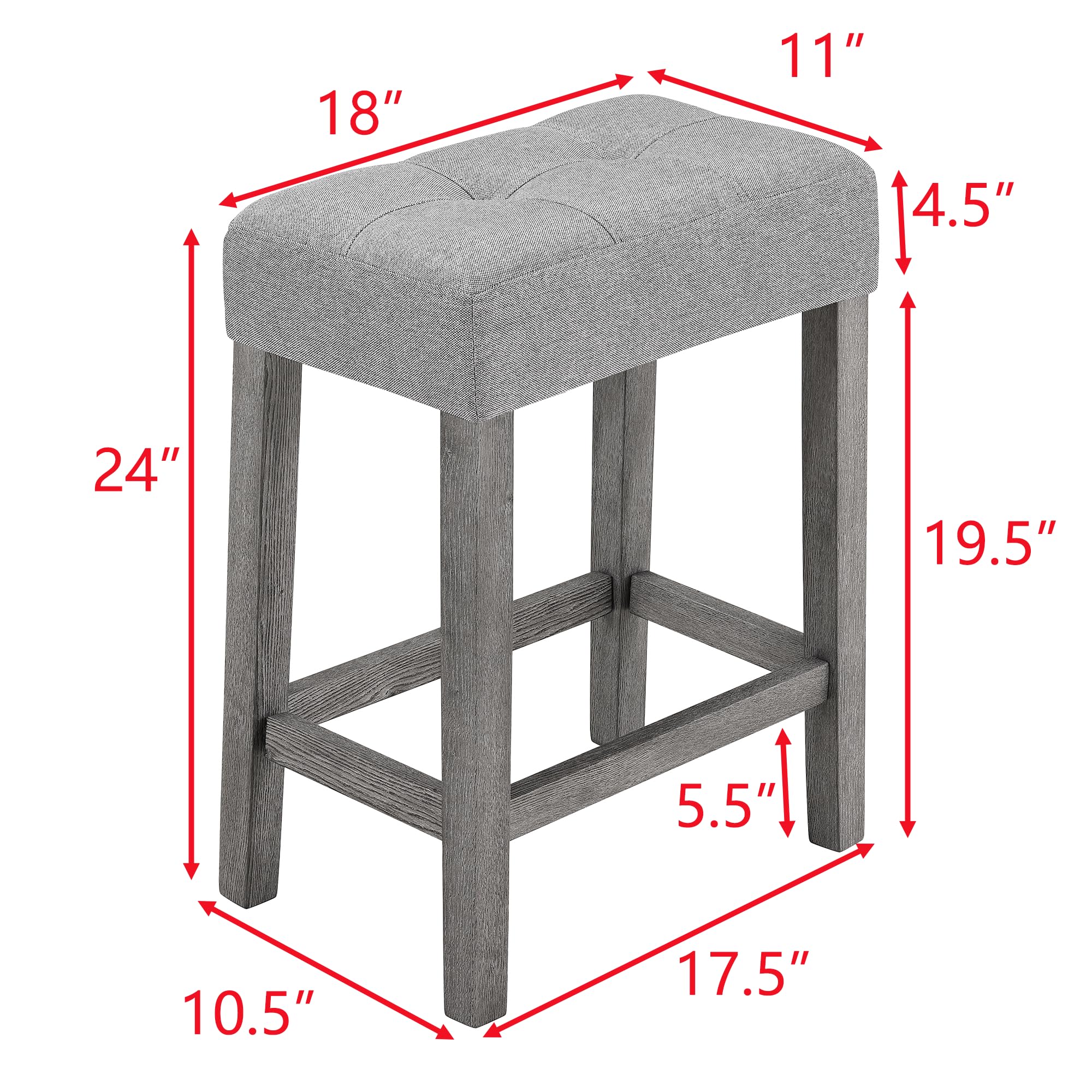 Solid Wood Counter Height Pub Table Set with 3 Upholstered Stools, MDF Top Rectangular Bar Table with Charging Ports, Perfect for Kitchen, Dining Room, Living Room, and Small Space Entertaining