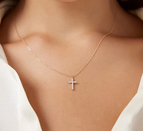 5-cz gold cross necklace