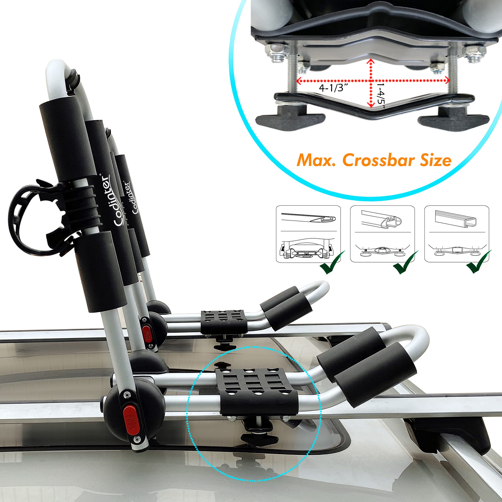 **Aluminum Folding J-Bar Kayak & Canoe Roof Rack Carrier for Car SUV – Secure Paddle Holder – Perfect for Outdoor Adventures & Water Sports**
