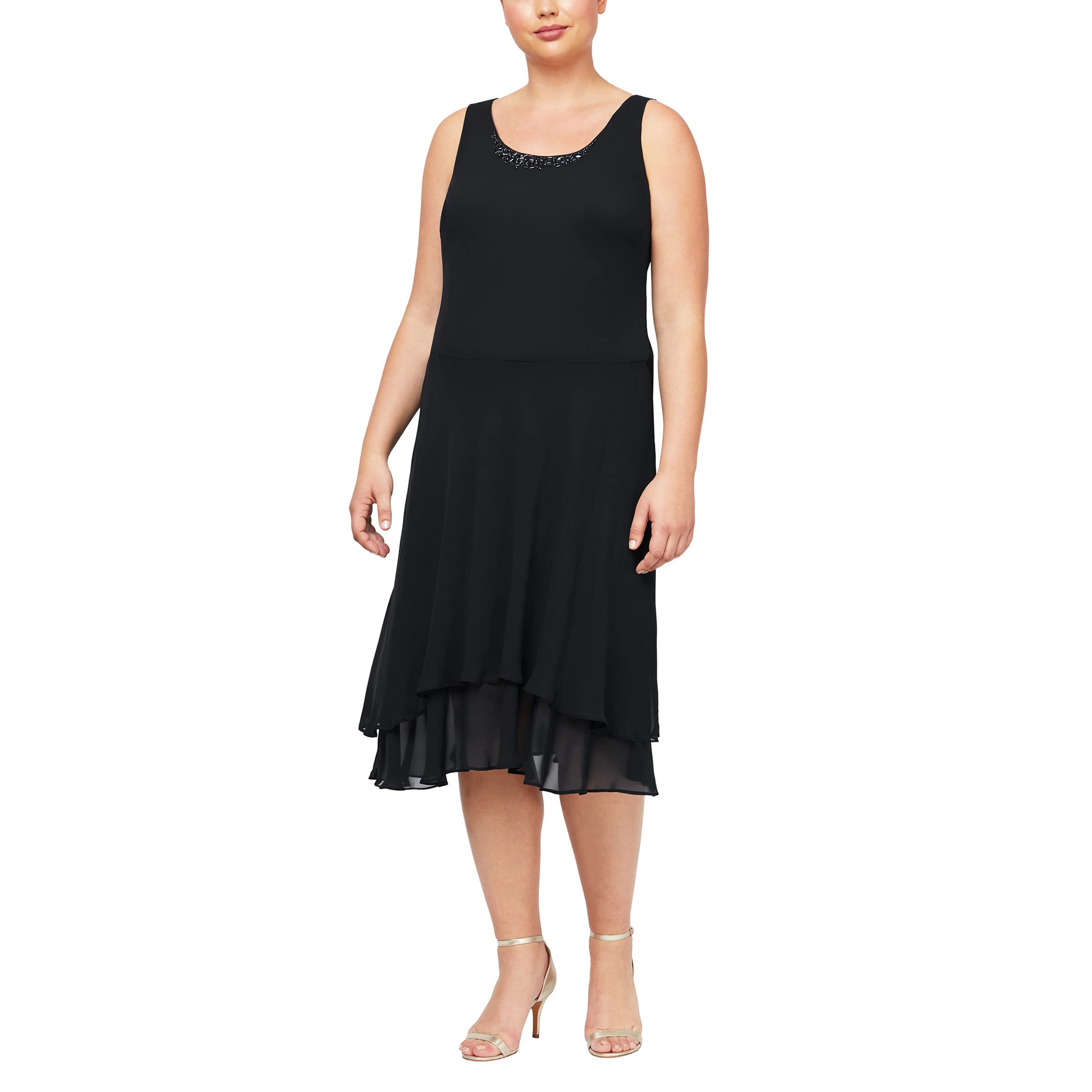 Elegant Plus Size Embellished Tiered Mother of The Bride Dress with Jacket | Women's Formal Gown for Weddings, Parties & Special Occasions | S.L. Fashions