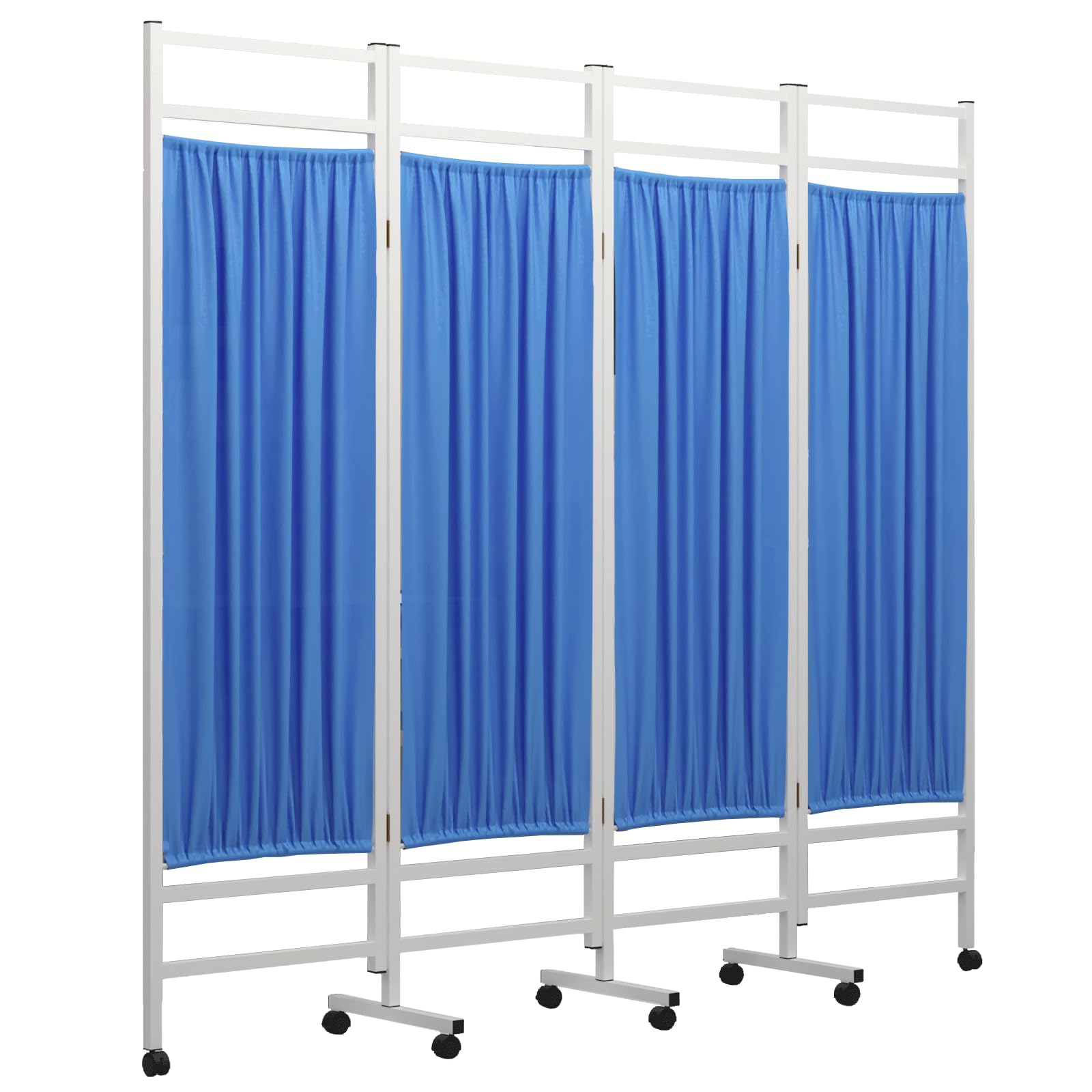 Rolling Medical Privacy Screen with Wheels - Flexible & Durable Room Divider for Hospitals & Clinics (4-Panel, Blue) - Perfect for Patient Privacy, Exam Rooms & Healthcare Facilities