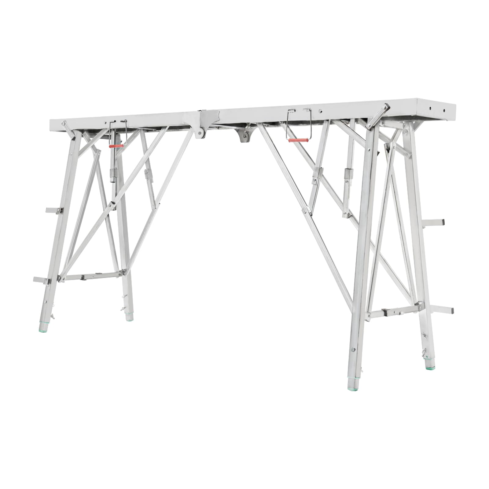 Heavy Duty Adjustable Folding Scaffolding Platform - 330.69 lbs Load Capacity, Portable Work Bench for Ceiling Cleaning, Painting & Car Washing - Silver (70.87