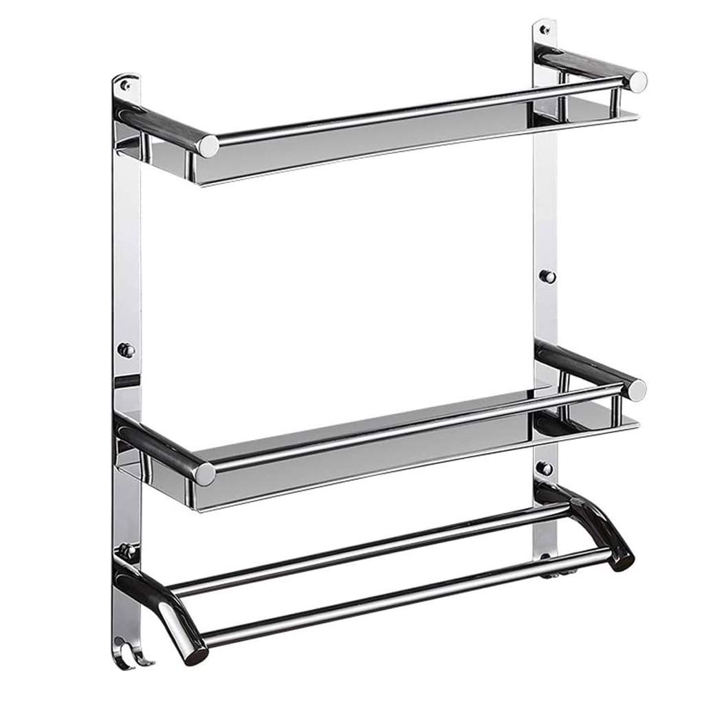 Modern Stainless Steel Bathroom Shelf - Wall Mounted Multi-Layer Storage for Bath Essentials (41cm)