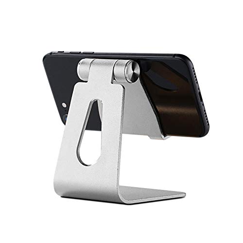 Universal Phone Stand Holder for All Smartphones - Adjustable & Sturdy Silver Design - Perfect for Desk, Car, Kitchen & Video Calls