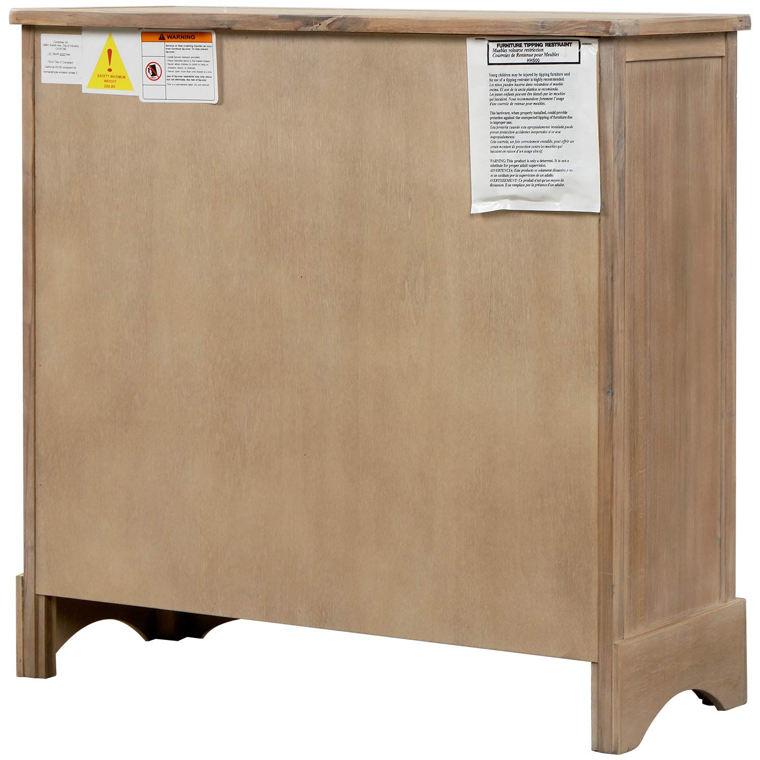 Knocbel Farmhouse Wicker Storage Cabinet with 2 Drawers - Aluminum Alloy Handles, White Washed Decorative Chest for Entryway, Hallway, Dining & Living Room - Perfect for Home Organization and Farmhouse Decor