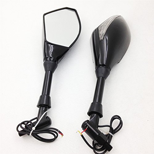 SMT-Integrated LED Turn Signal Side Mirrors - Gloss Black - Compatible with Street Bikes | Enhanced Visibility & Safety for Night Riding & Urban Commuting