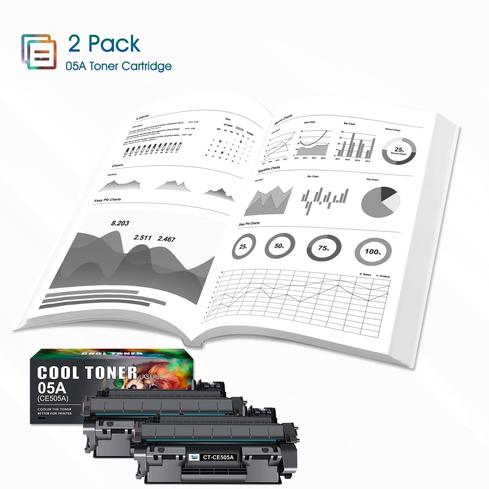 High-Quality CE505A Compatible Toner Cartridge Replacement for HP P2035 P2055DN P2035N P2030 P2050 P2055D P2055X Printers - Black (2-Pack) | Perfect for Office & Home Printing Needs