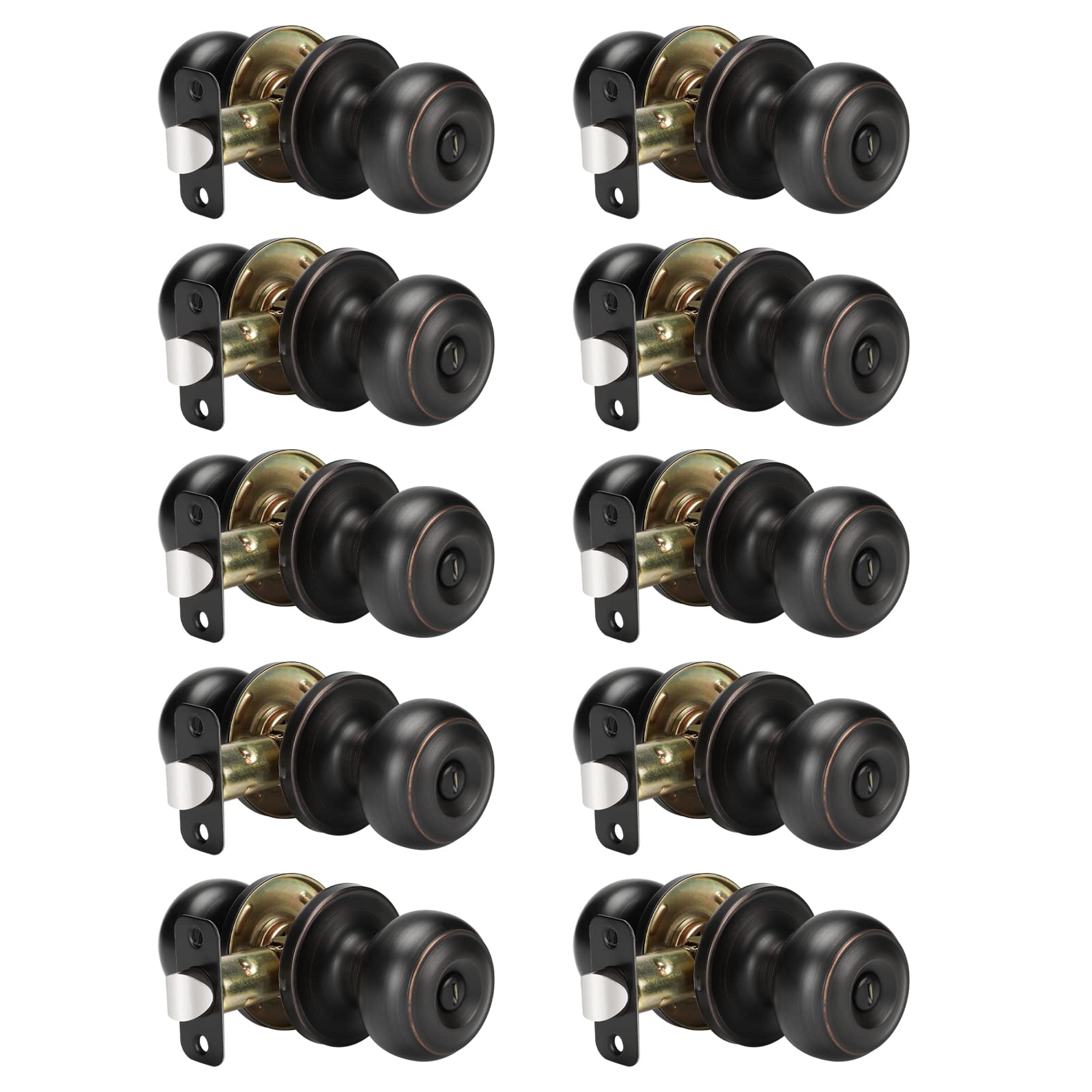 Haidms 10 Pack Oil-Rubbed Bronze Door Knobs - Interior Bedroom Privacy Lock Set - Vintage Style Hardware for Home, Office & Cabin Doors - Perfect for Bedrooms, Bathrooms & Closets